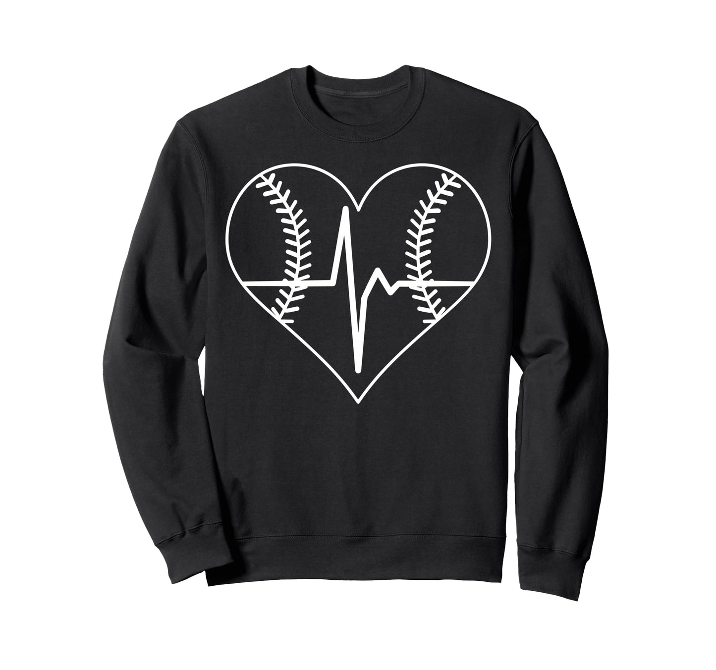Baseball Heartbeat Heart Symbol Sweatshirt - Aesthetic Graphic Men Women - T-Shirt, Sweatshirt, Hoodie