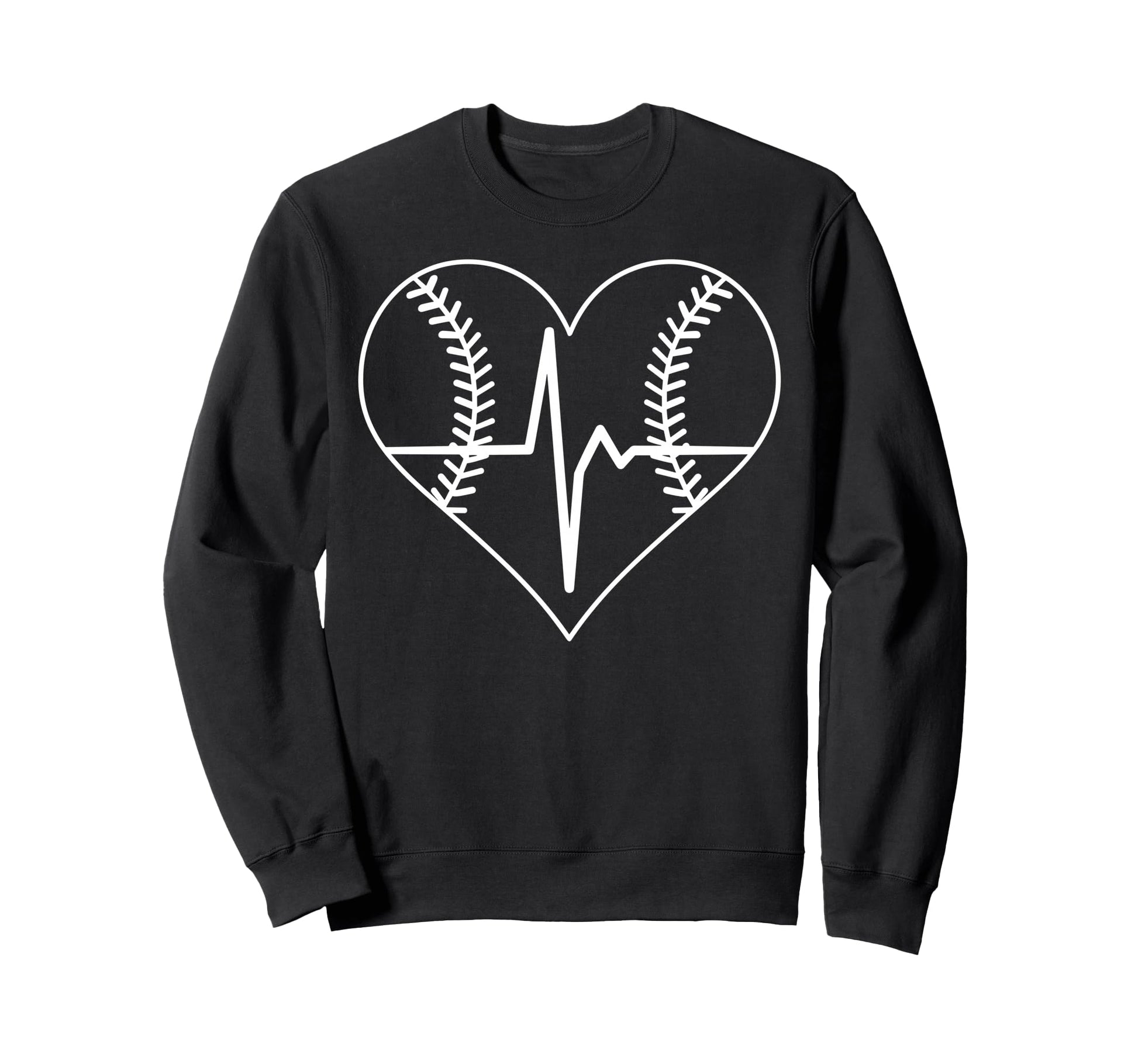 Baseball Heartbeat Heart Symbol Sweatshirt - Aesthetic Graphic Men Women - T-Shirt, Sweatshirt, Hoodie