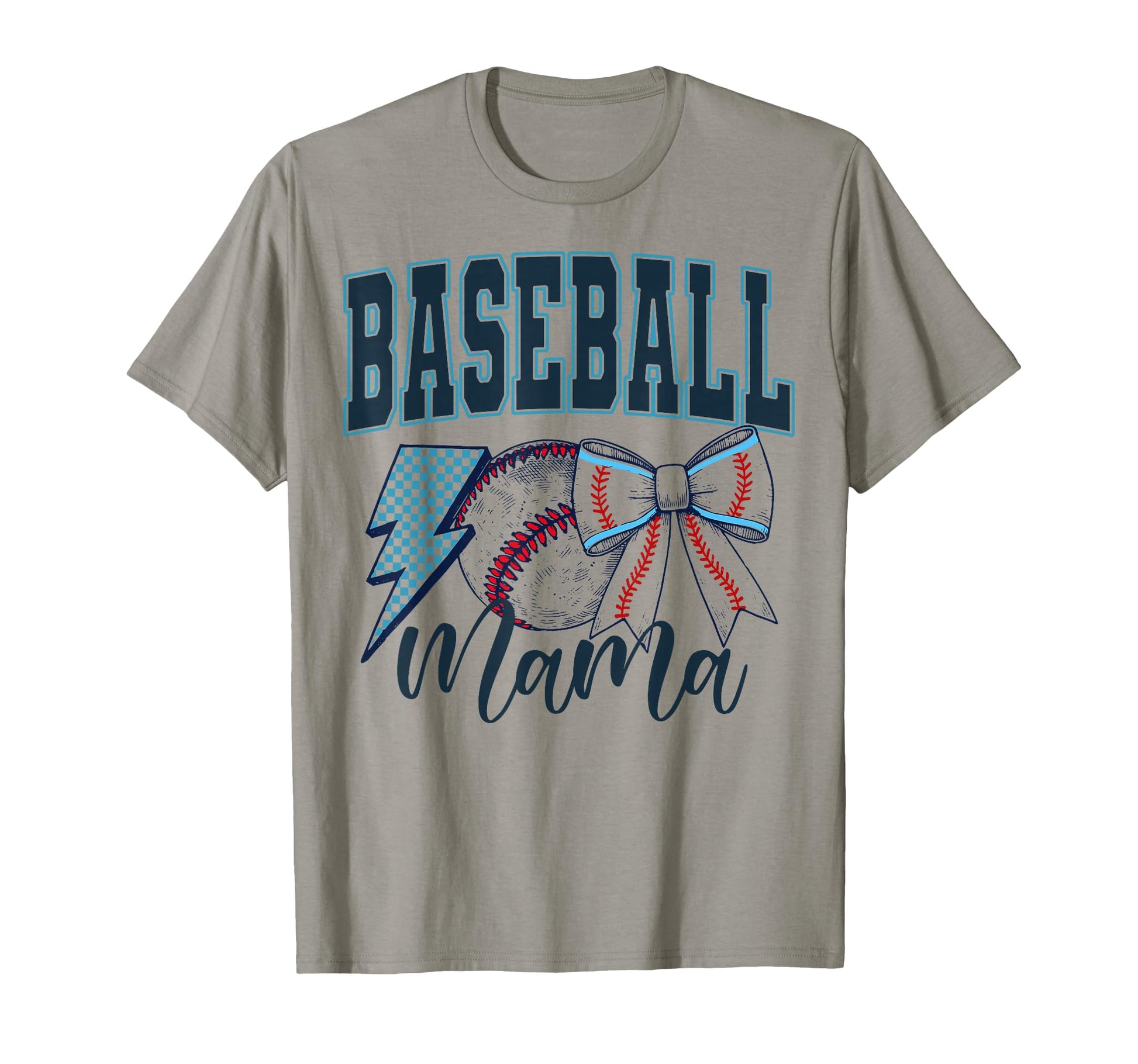 Baseball Mom Leopard Bow Checkered T-Shirt - Fun Novelty Design for Adults - T-Shirt, Sweatshirt, Hoodie
