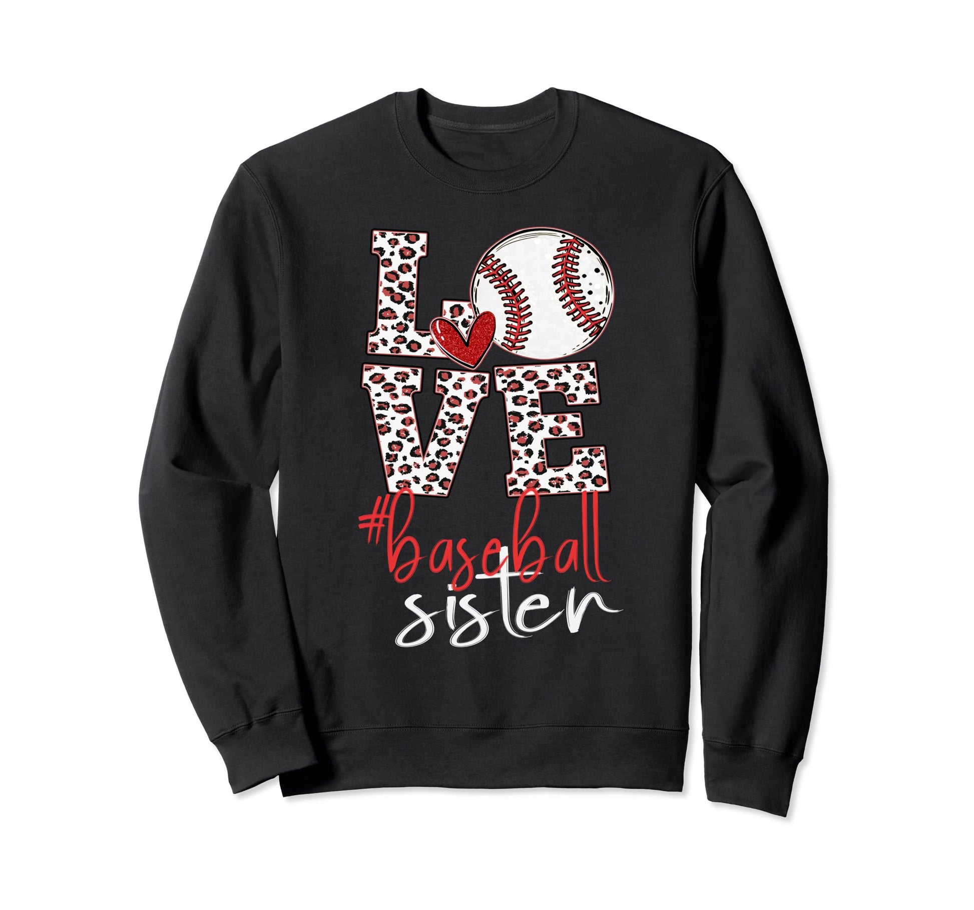 Baseball Sister Baseball Leopard Sweatshirt - Trendy Graphic Men Women - T-Shirt, Sweatshirt, Hoodie