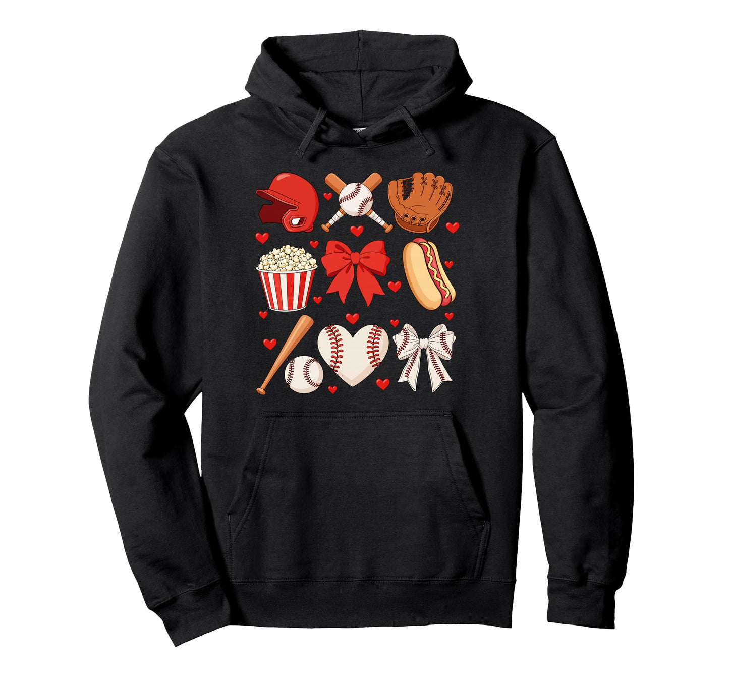 Baseball Bow Mothers Day Baseball Mom Mama Hoodie - Unique Graphic Unisex - T-Shirt, Sweatshirt, Hoodie