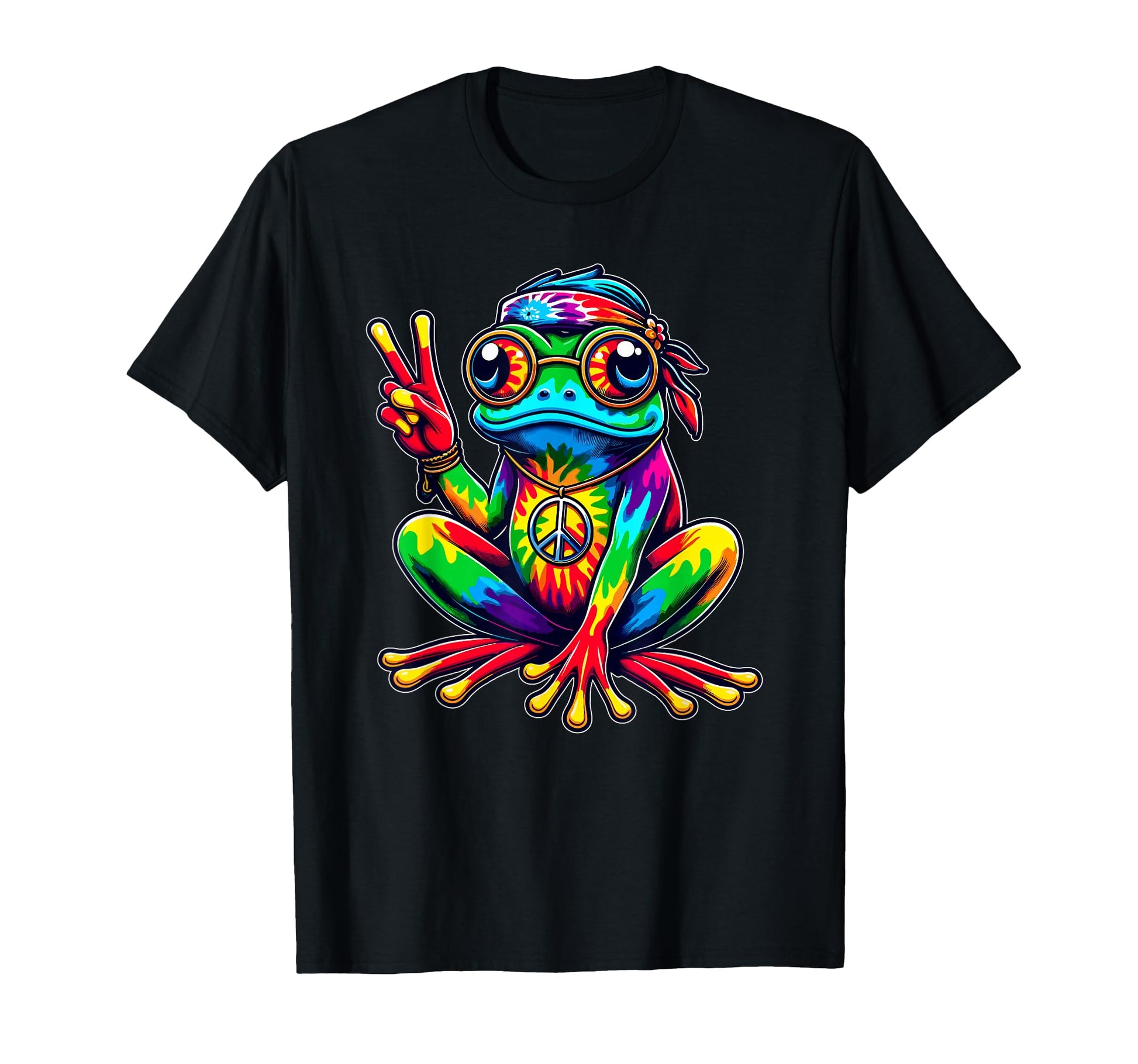 Hippie Tie Dye Frog 60S Party 70S T-Shirt - Trendy Graphic for Adults - T-Shirt, Sweatshirt, Hoodie