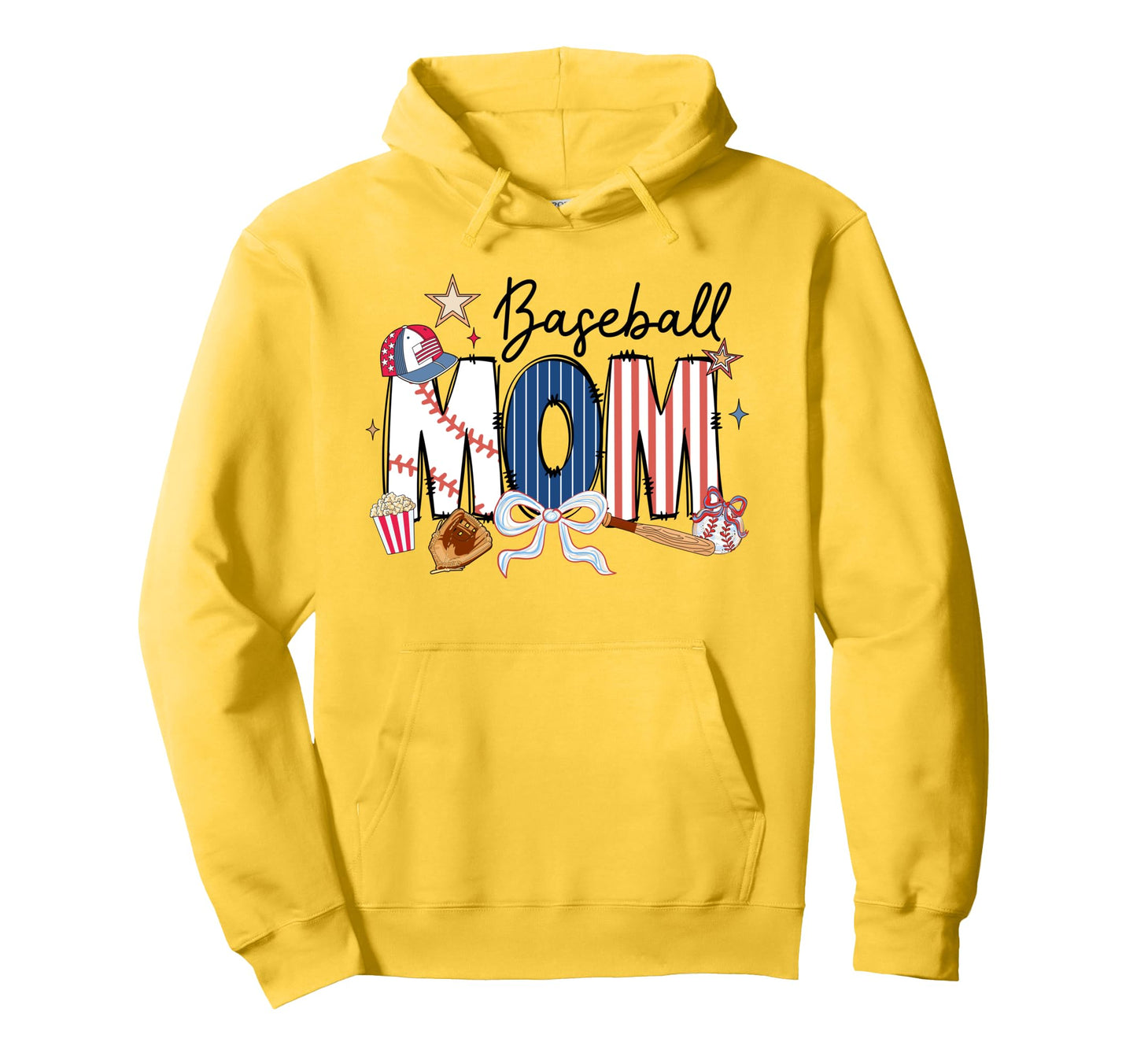 Coquette Bow Baseball Grandma Mimi Lolly Hoodie - Trendy Graphic Unisex - T-Shirt, Sweatshirt, Hoodie