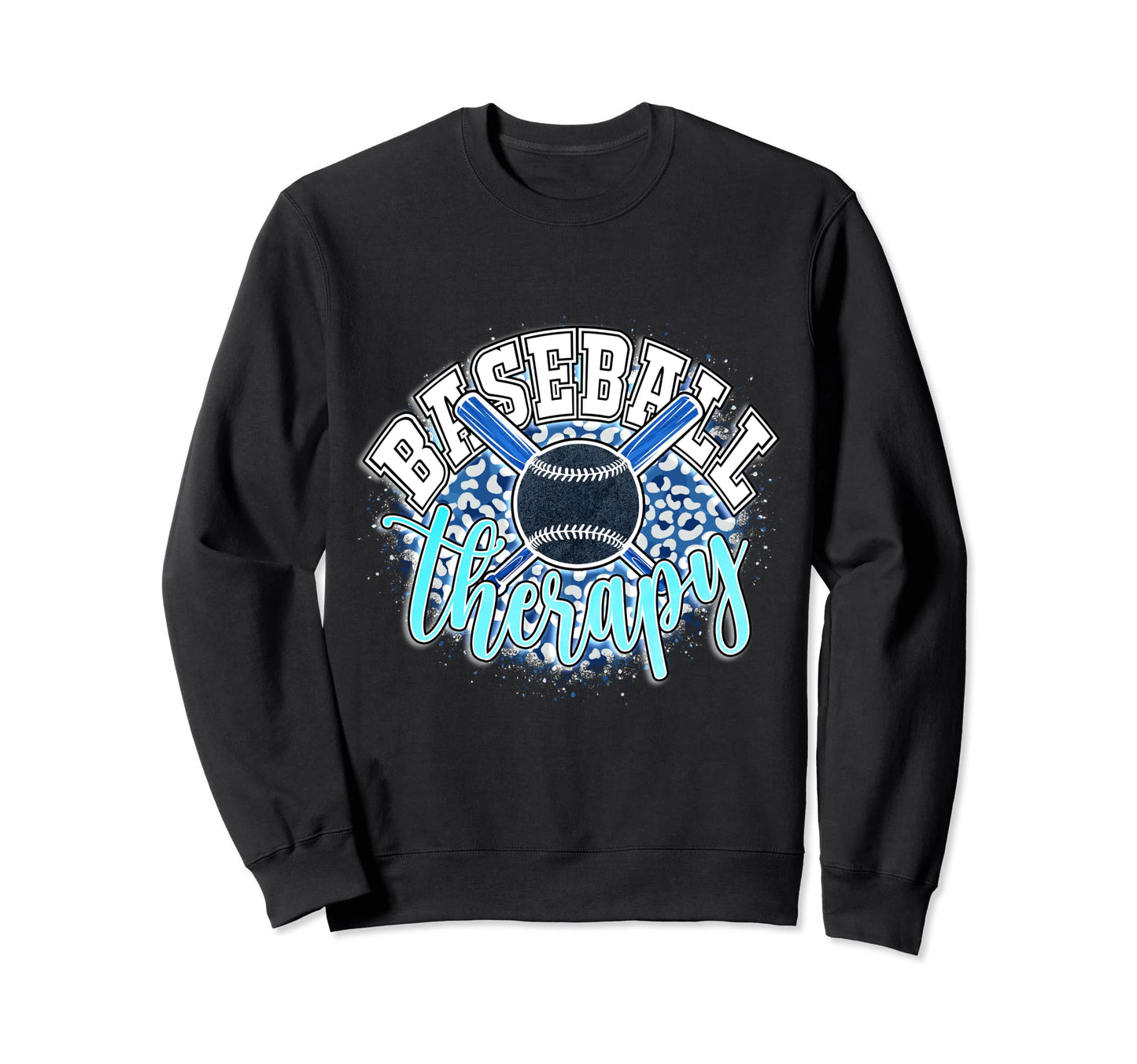 Baseball Therapy Leopard D Cor Theme Sweatshirt - Novelty Apparel Unisex - T-Shirt, Sweatshirt, Hoodie