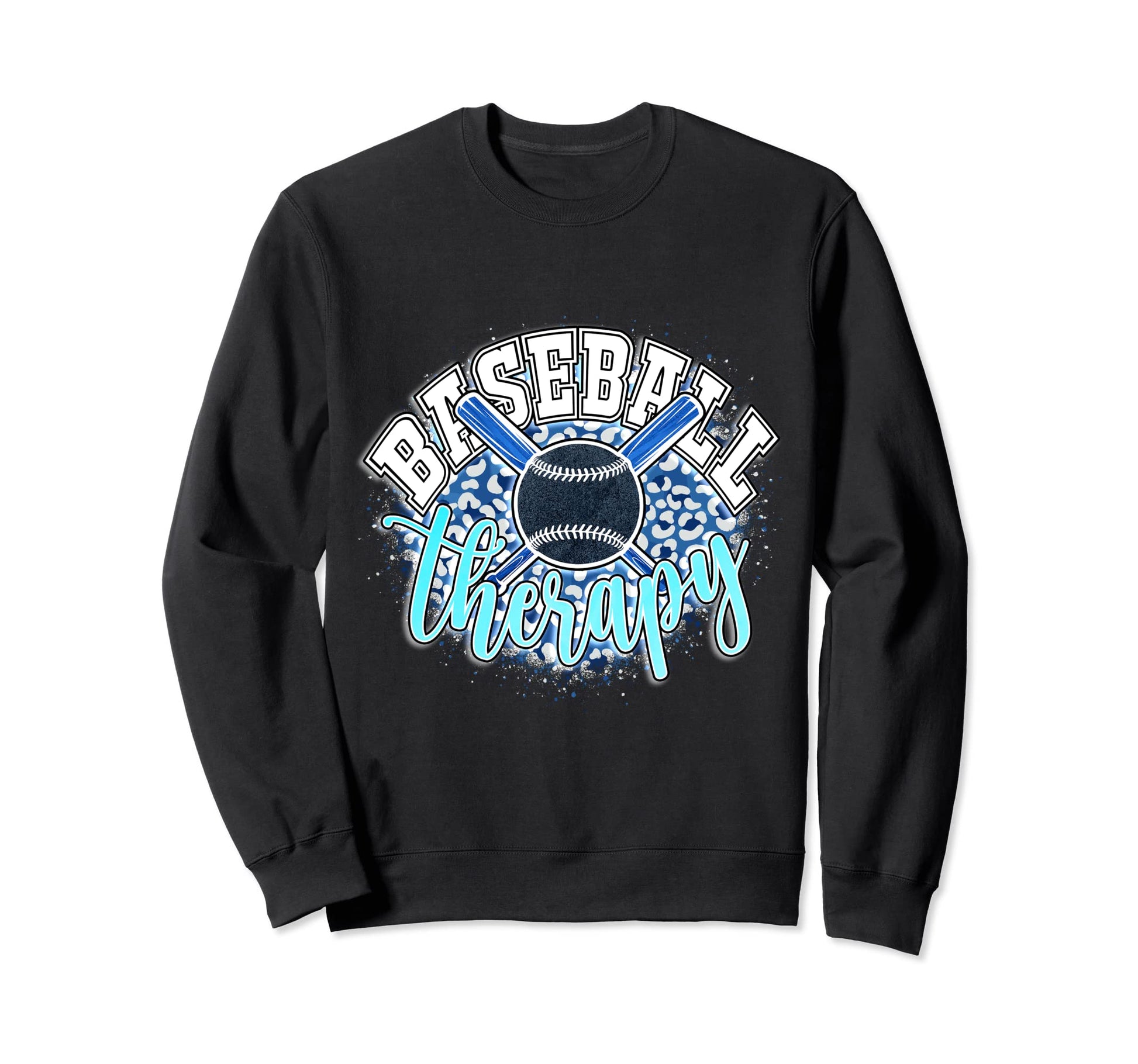 Baseball Therapy Leopard D Cor Theme Sweatshirt - Novelty Apparel Unisex - T-Shirt, Sweatshirt, Hoodie