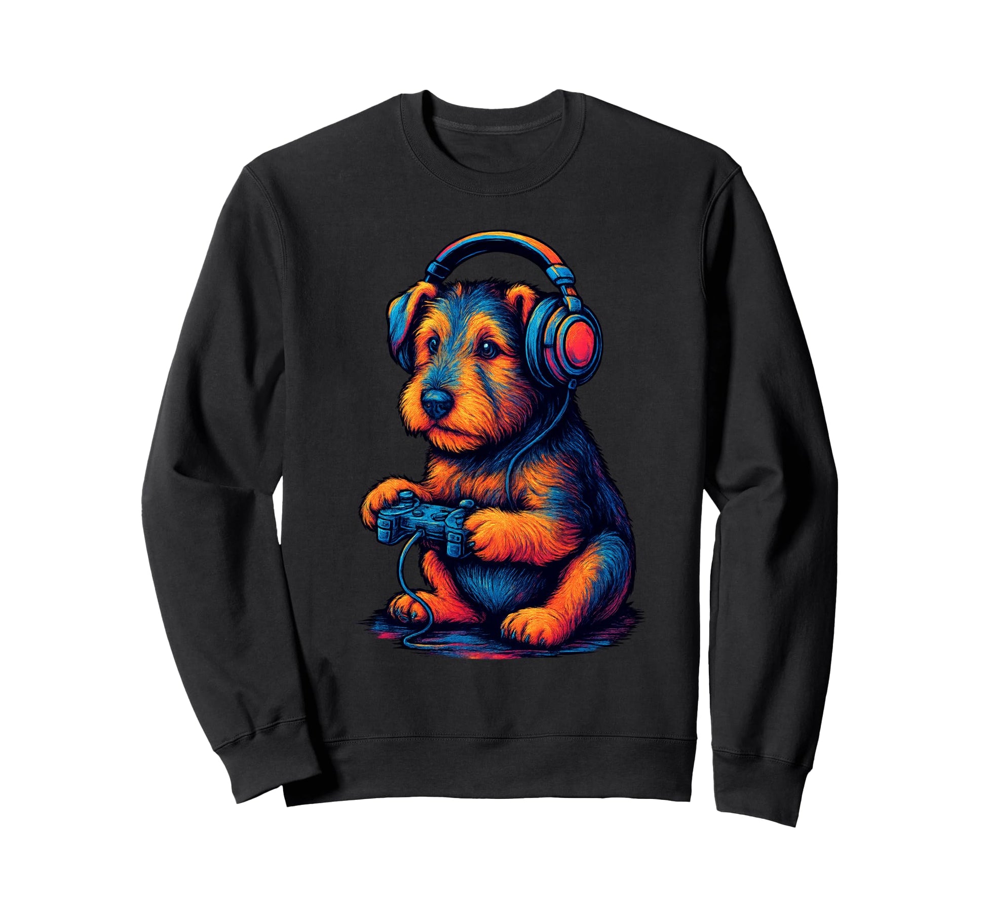 Airedale Terrier Gamer Gaming Dog Sweatshirt - Minimalist Print Men Women - T-Shirt, Sweatshirt, Hoodie