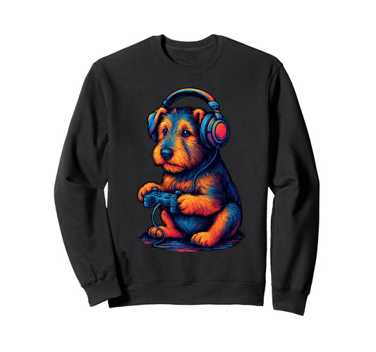 Airedale Terrier Gamer Gaming Dog Sweatshirt - Minimalist Print Men Women - T-Shirt, Sweatshirt, Hoodie