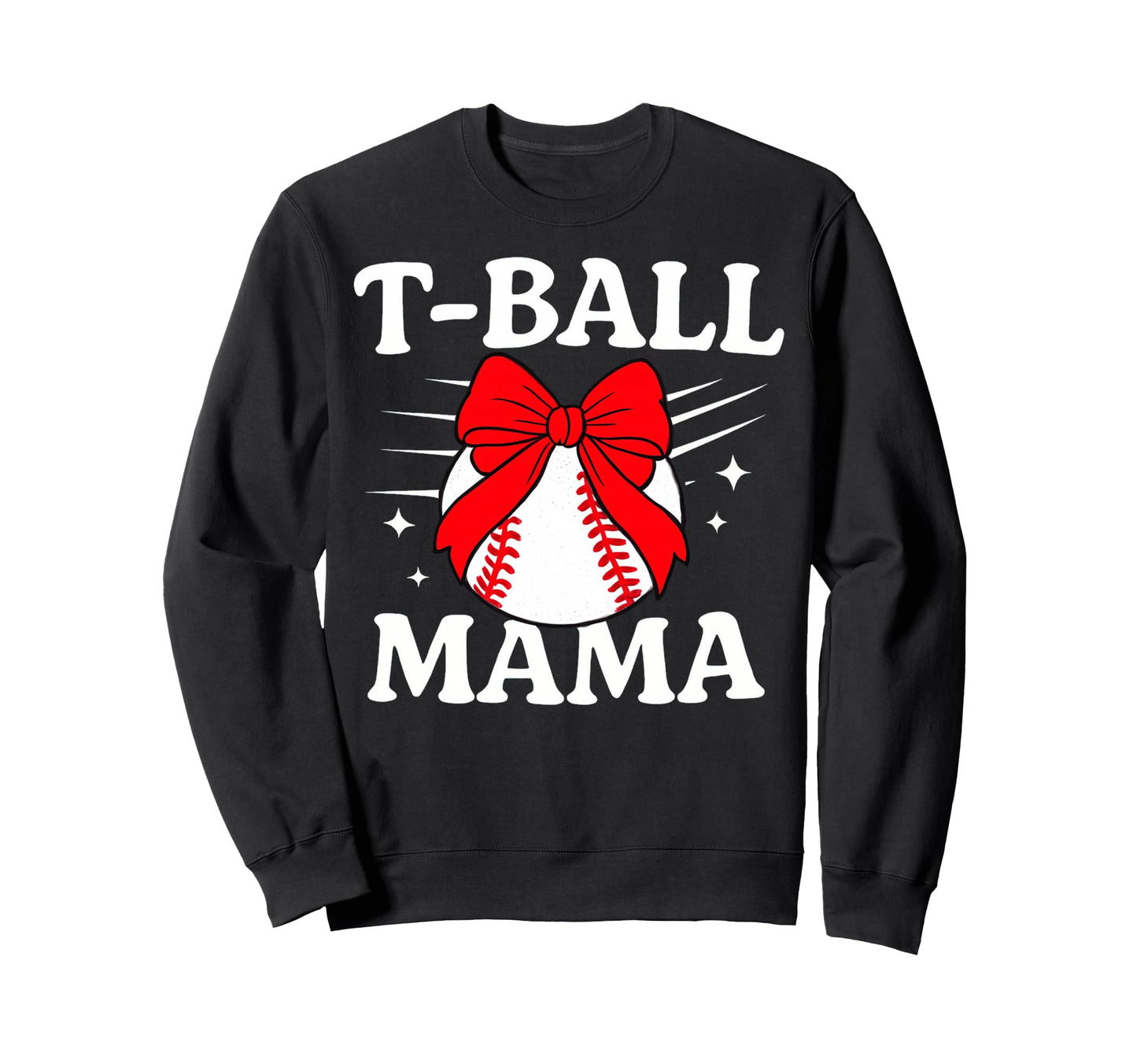 Baseball Red Bow And Stars Sweatshirt - Trendy Graphic Men Women - T-Shirt, Sweatshirt, Hoodie
