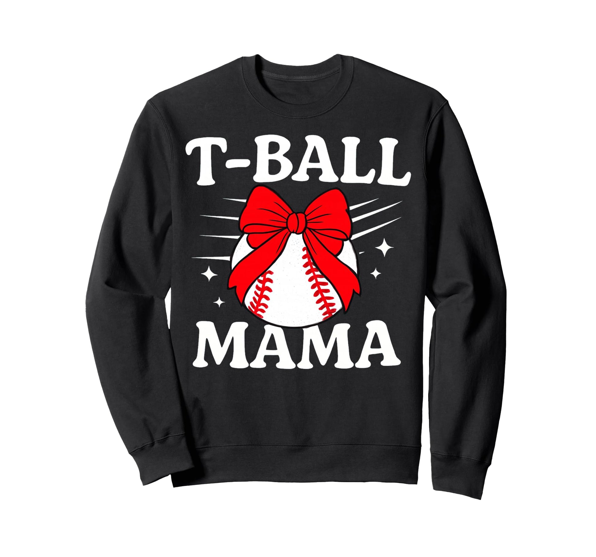 Baseball Red Bow And Stars Sweatshirt - Trendy Graphic Men Women - T-Shirt, Sweatshirt, Hoodie