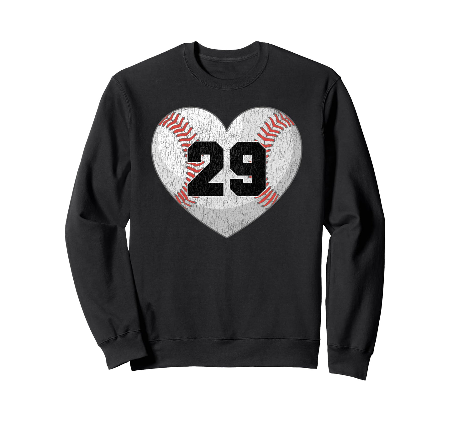 Baseball Number 29 Distressed Heart Sweatshirt - Novelty Apparel Men Women - T-Shirt, Sweatshirt, Hoodie