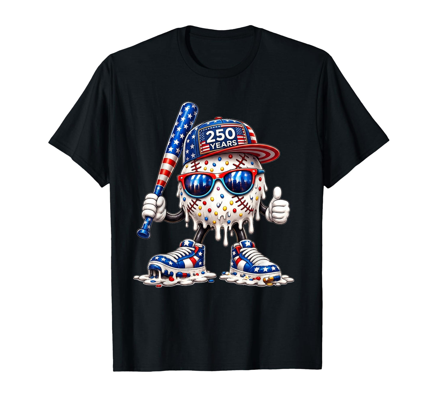 250 Years Baseball Ice Cream T-Shirt - Casual Everyday Wear for Adults - T-Shirt, Sweatshirt, Hoodie