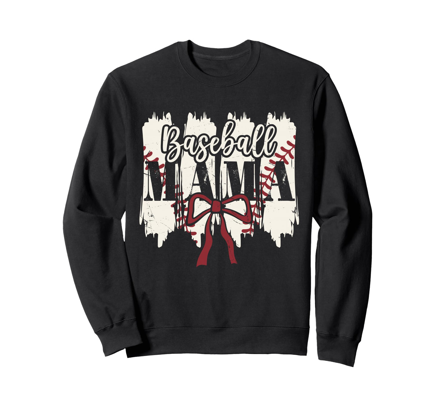 Baseball Mama Heart Bow Stadium Sweatshirt - Minimalist Print for Adults - T-Shirt, Sweatshirt, Hoodie