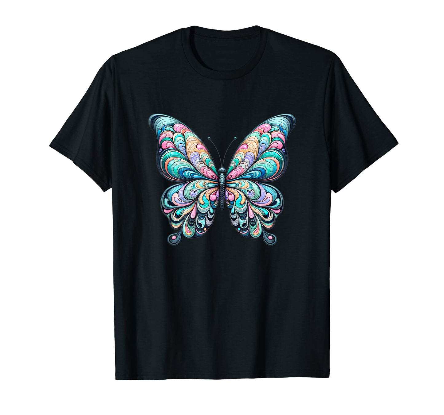 Psychedelic Butterfly Bright Color T-Shirt - Aesthetic Graphic for Adults - T-Shirt, Sweatshirt, Hoodie
