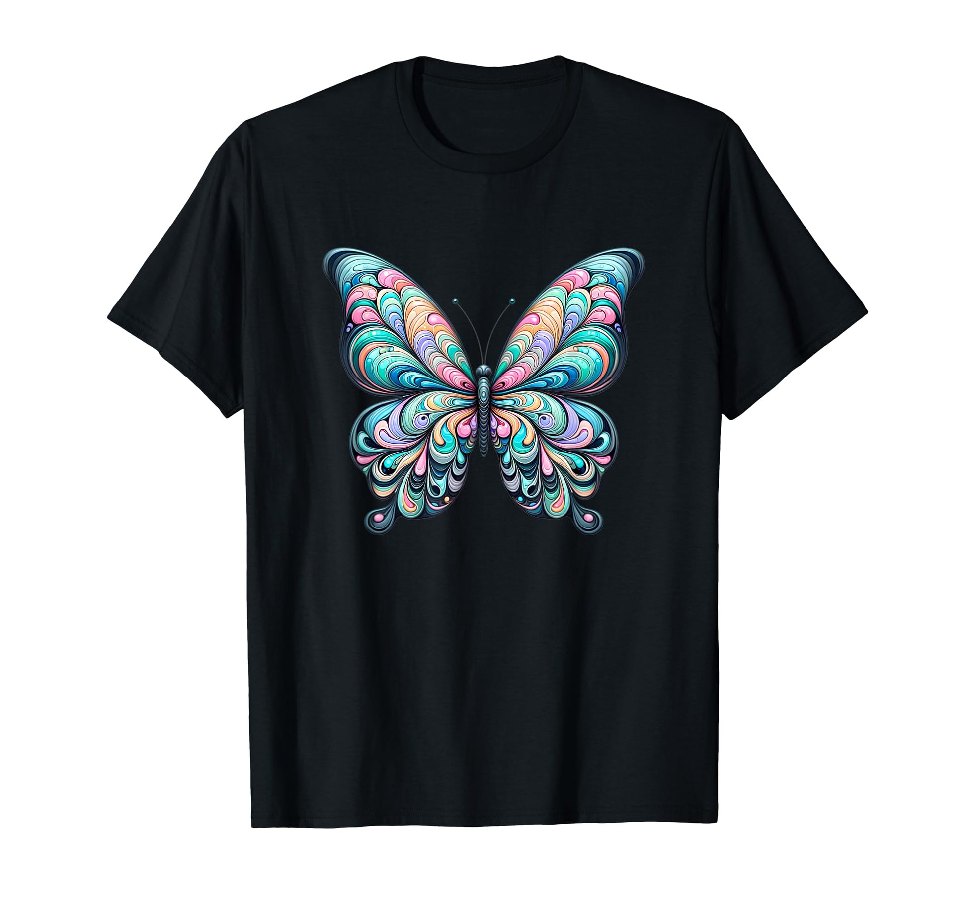 Psychedelic Butterfly Bright Color T-Shirt - Aesthetic Graphic for Adults - T-Shirt, Sweatshirt, Hoodie