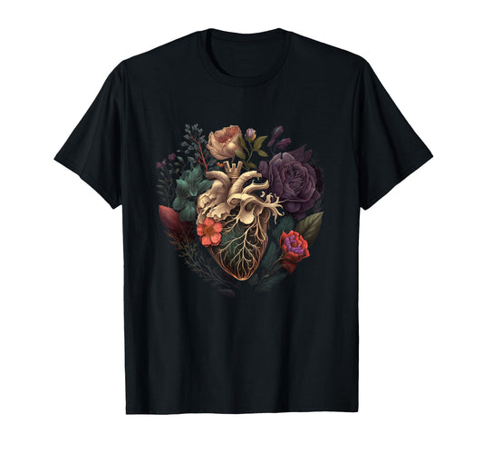 Anatomical Heart And Flowers Your Love T-Shirt - Novelty Apparel Unisex - T-Shirt, Sweatshirt, Hoodie