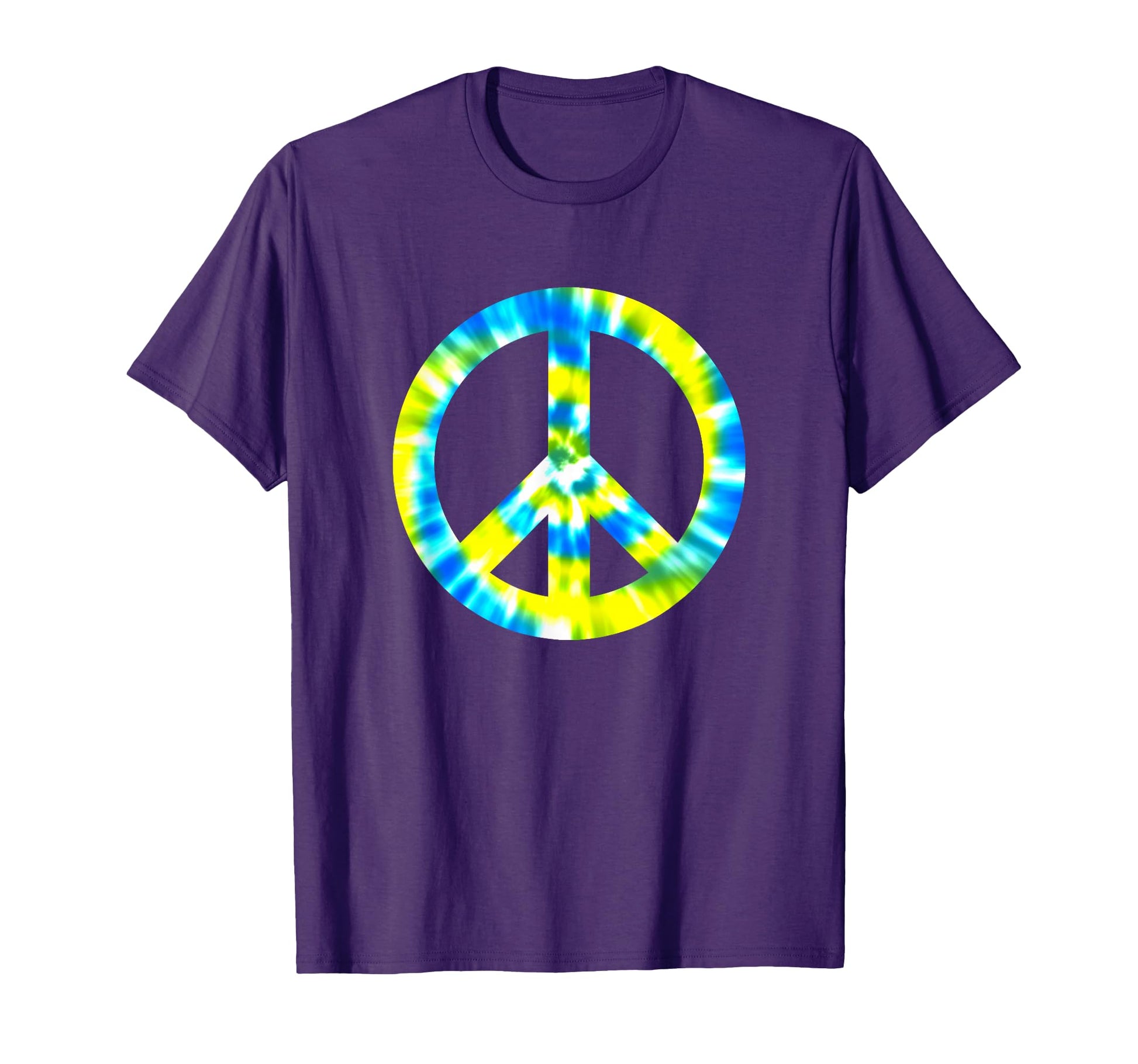 Hippie Tie Dye Peace Sign Blue Yellow T-Shirt - Trendy Graphic for Adults - T-Shirt, Sweatshirt, Hoodie
