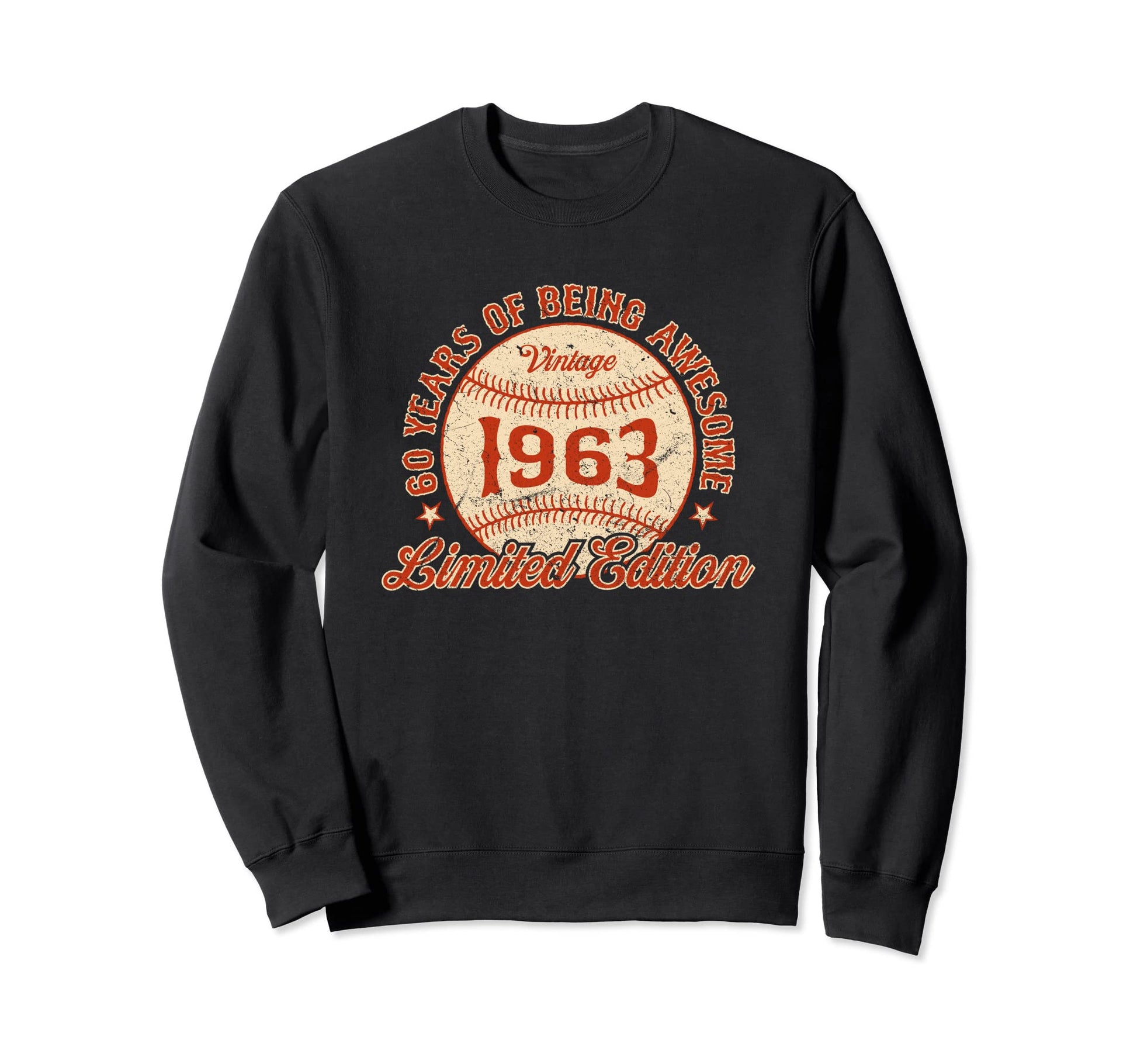 Baseball Fan 1963 60Th Birthday Sweatshirt - Fun Novelty Design for Adults - T-Shirt, Sweatshirt, Hoodie