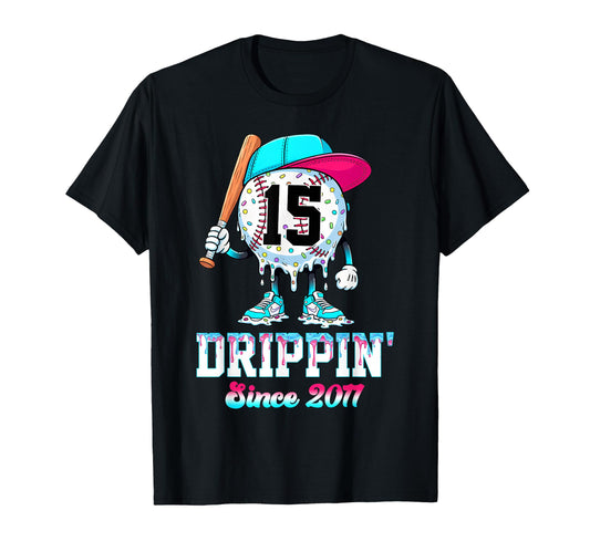 15 Years Old Since 2011 Ice Cream Drip T-Shirt - Minimalist Print Unisex - T-Shirt, Sweatshirt, Hoodie