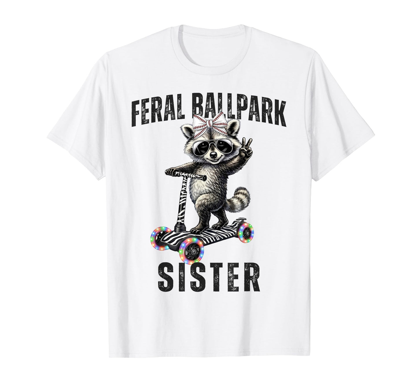 Raccoon And Scooter Feral Ballpark T-Shirt - Graphic Print Men Women - T-Shirt, Sweatshirt, Hoodie