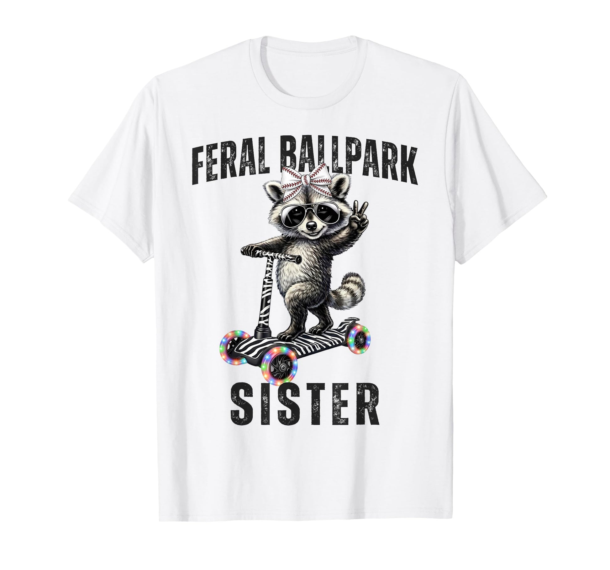 Raccoon And Scooter Feral Ballpark T-Shirt - Graphic Print Men Women - T-Shirt, Sweatshirt, Hoodie