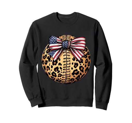 American Baseball Coquette Bow Sweatshirt - Novelty Apparel for Adults - T-Shirt, Sweatshirt, Hoodie