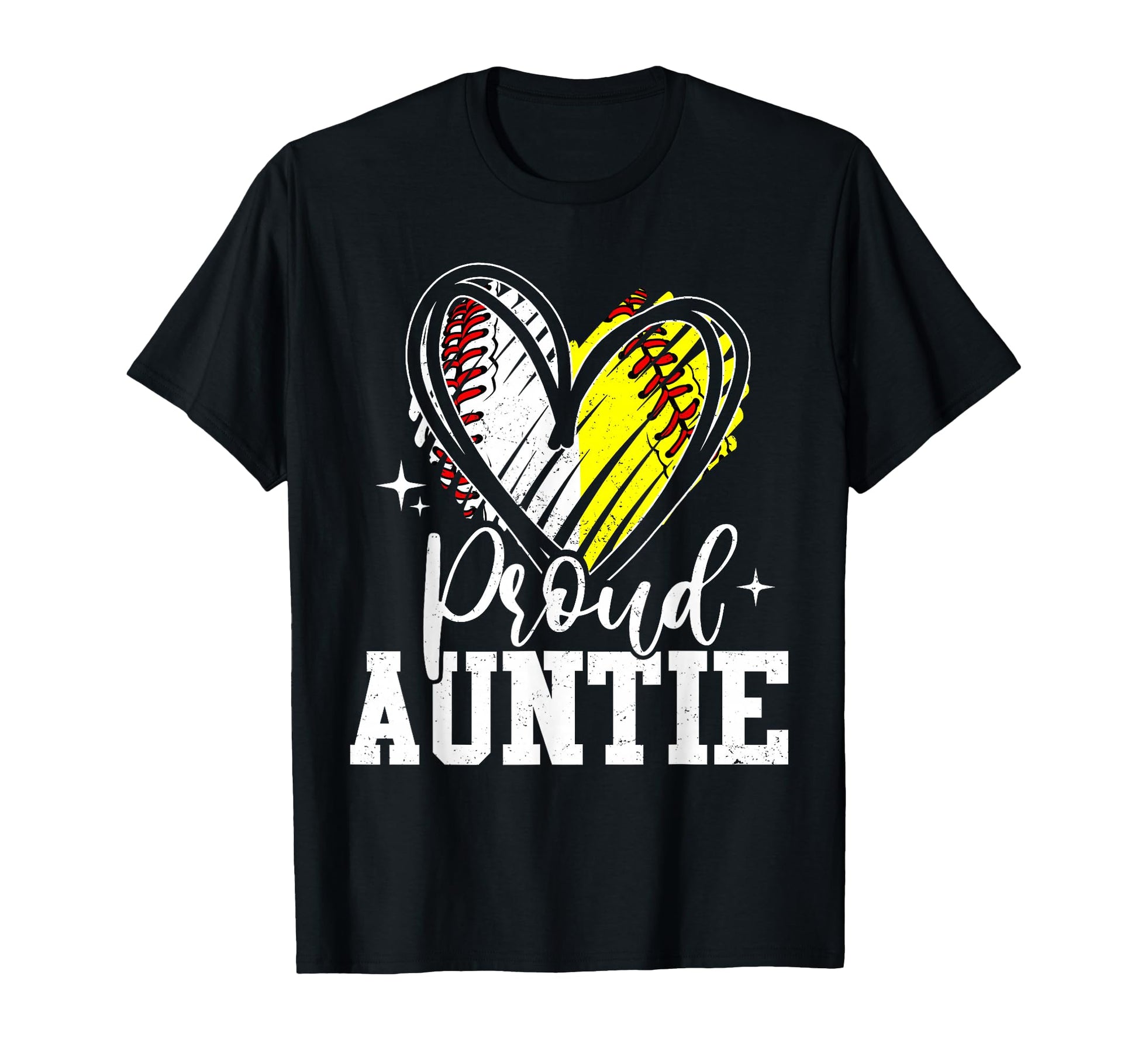 Proud Auntie Baseball Softball Heart T-Shirt - Novelty Apparel Men Women - T-Shirt, Sweatshirt, Hoodie