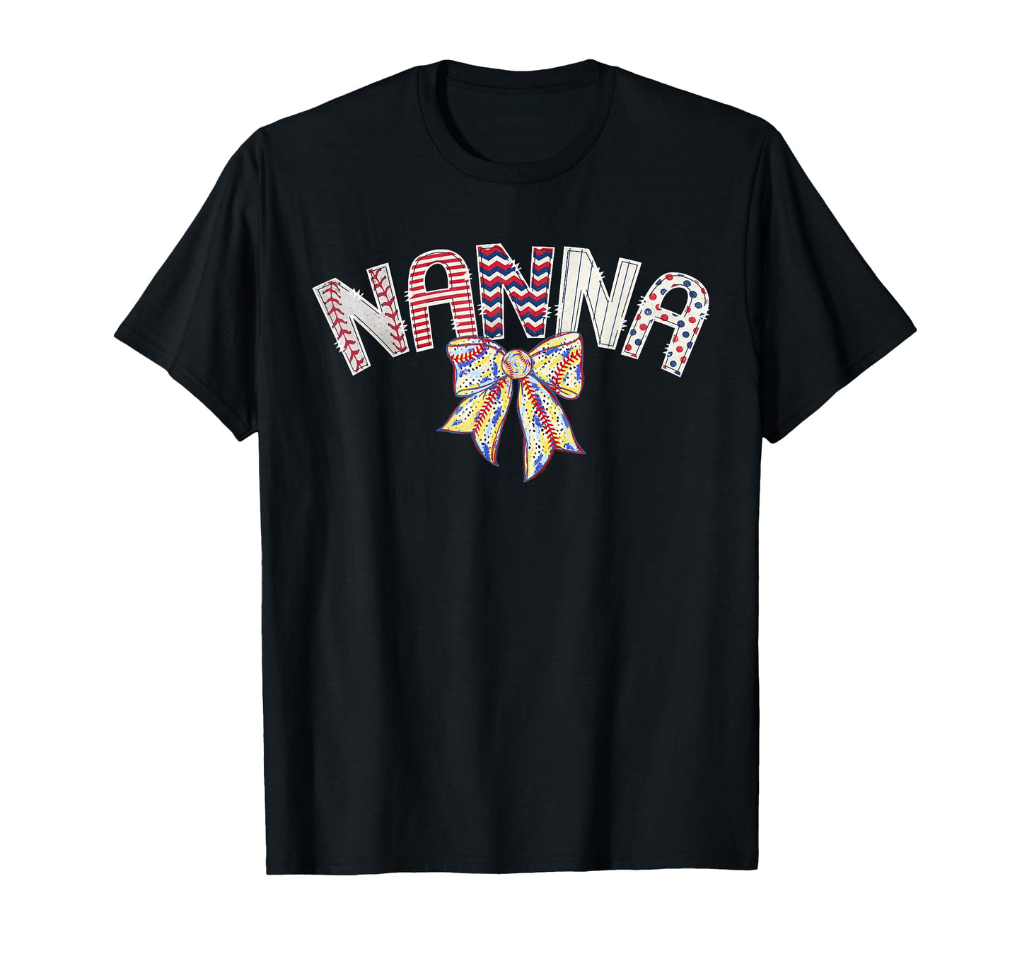 Baseball Nanna Coquette Bow Game Day Party T-Shirt - Graphic Print Unisex - T-Shirt, Sweatshirt, Hoodie