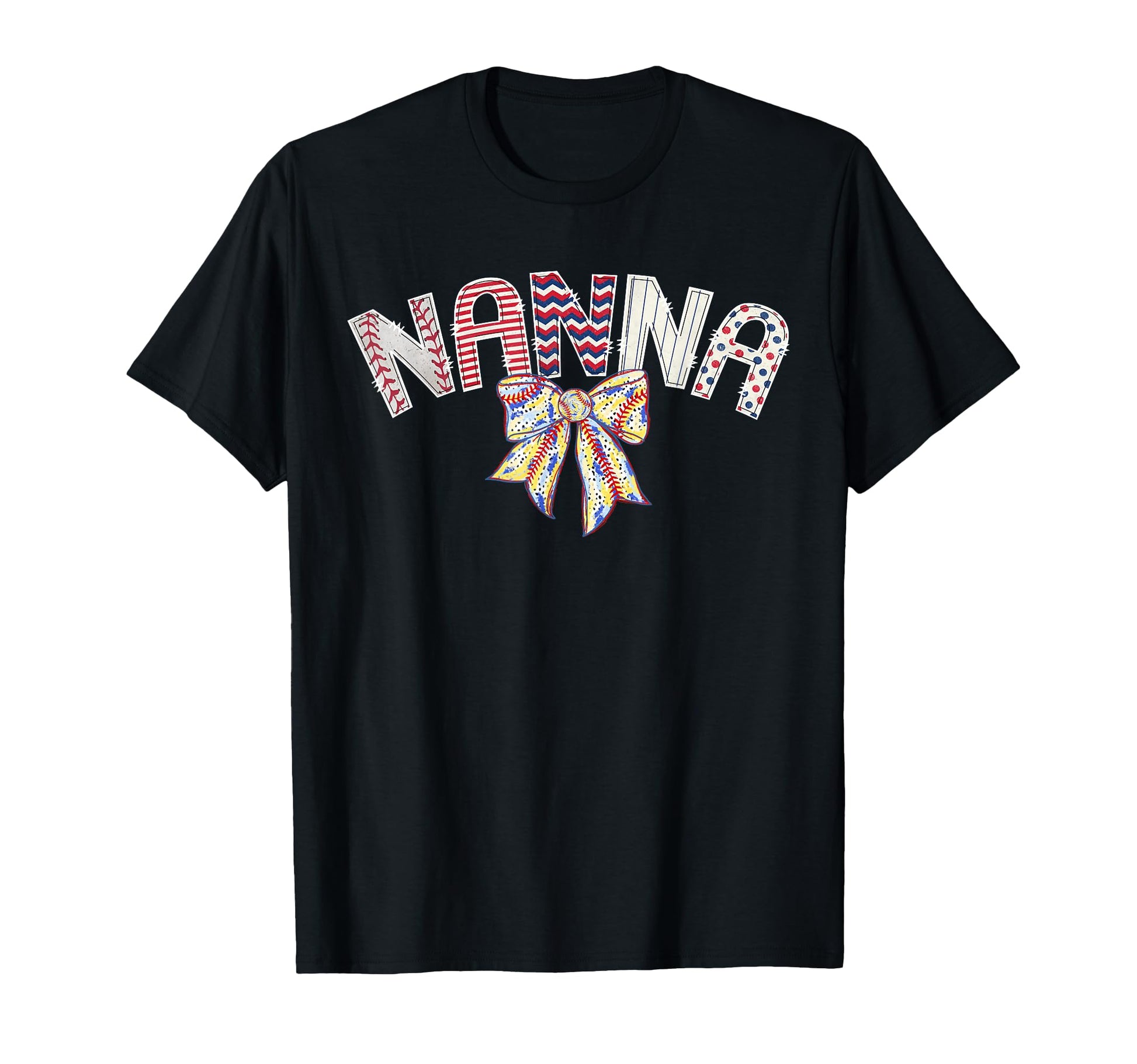 Baseball Nanna Coquette Bow Game Day Party T-Shirt - Graphic Print Unisex - T-Shirt, Sweatshirt, Hoodie