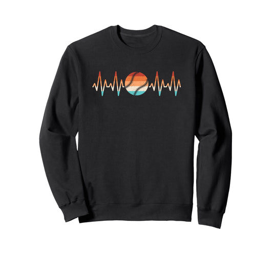 Baseball Heartbeat Baseball Player Sweatshirt - Novelty Apparel for Adults - T-Shirt, Sweatshirt, Hoodie