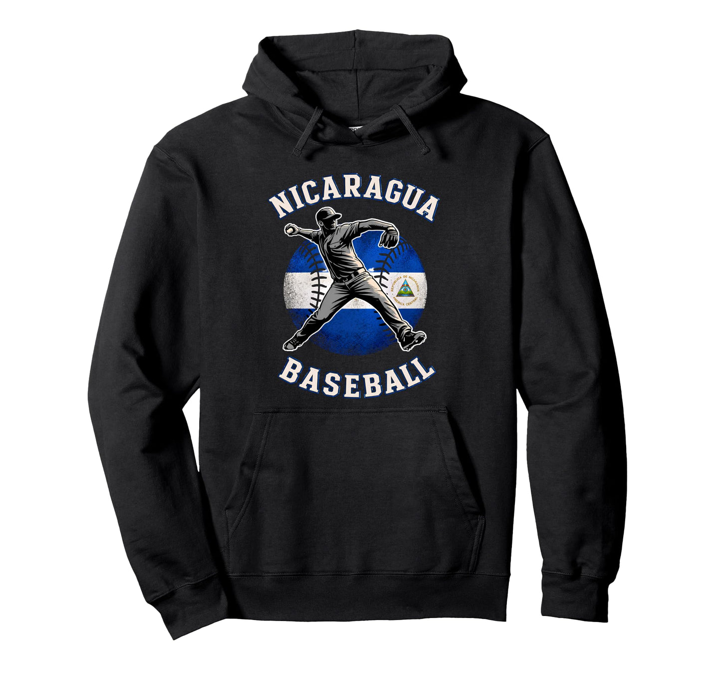 Nicaragua Baseball Pitcher Flag Colors Hoodie - Streetwear Style Unisex - T-Shirt, Sweatshirt, Hoodie