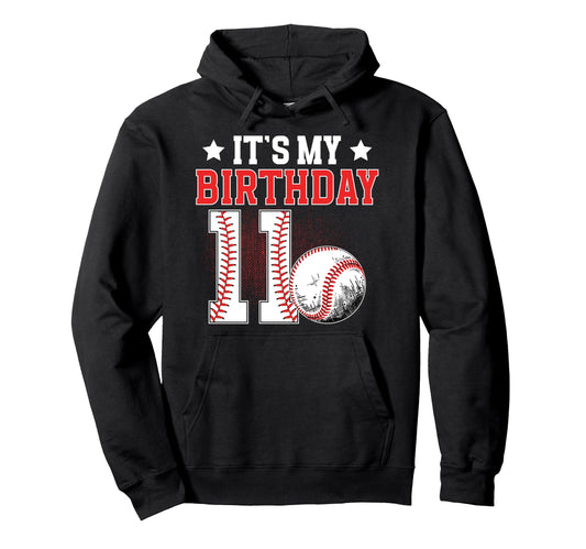 11Th Baseball Birthday Party 11 Year Old Hoodie - Streetwear Style Unisex - T-Shirt, Sweatshirt, Hoodie