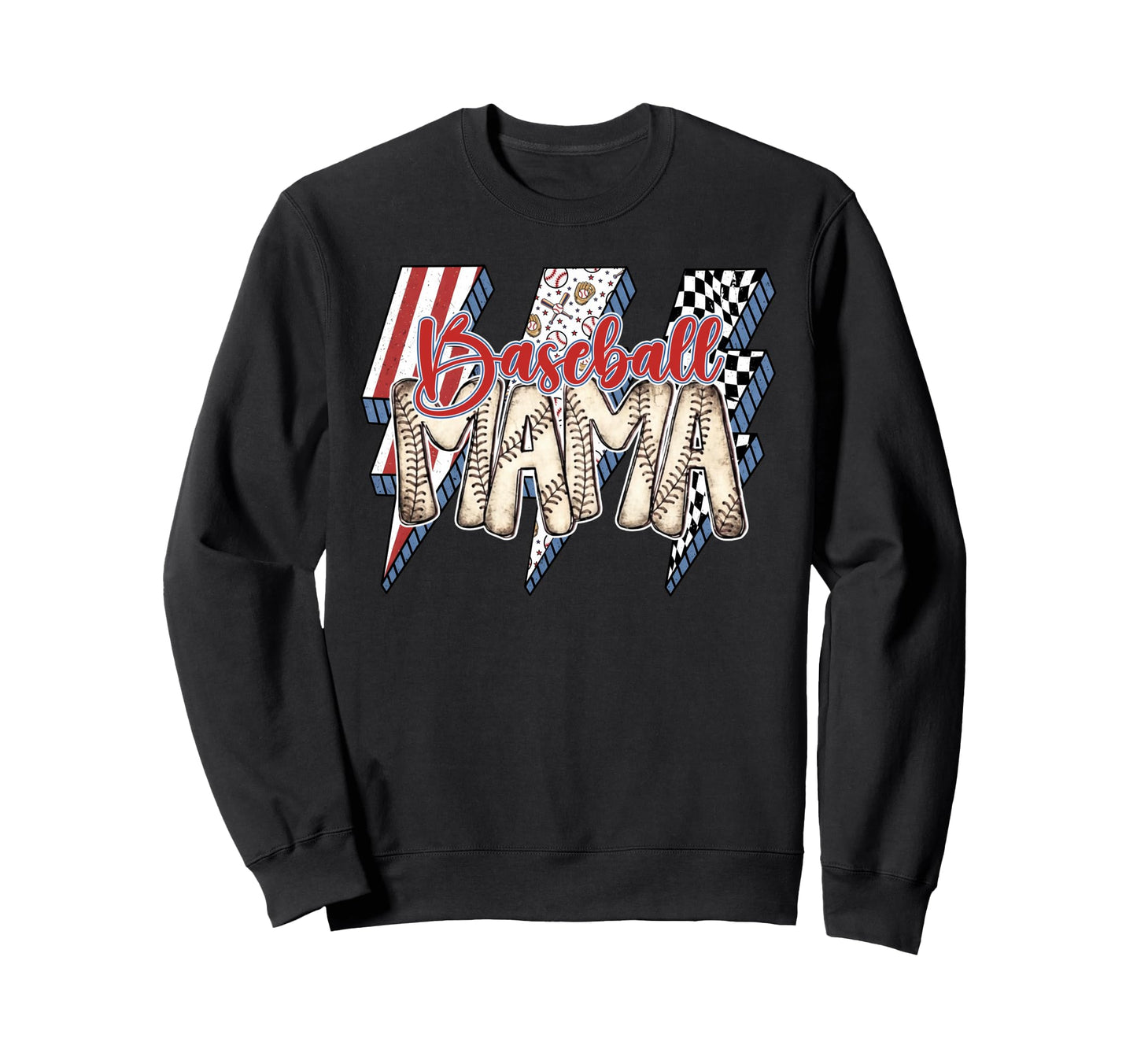 Baseball Mama Lightning Bolt Sweatshirt - Aesthetic Graphic for Adults - T-Shirt, Sweatshirt, Hoodie