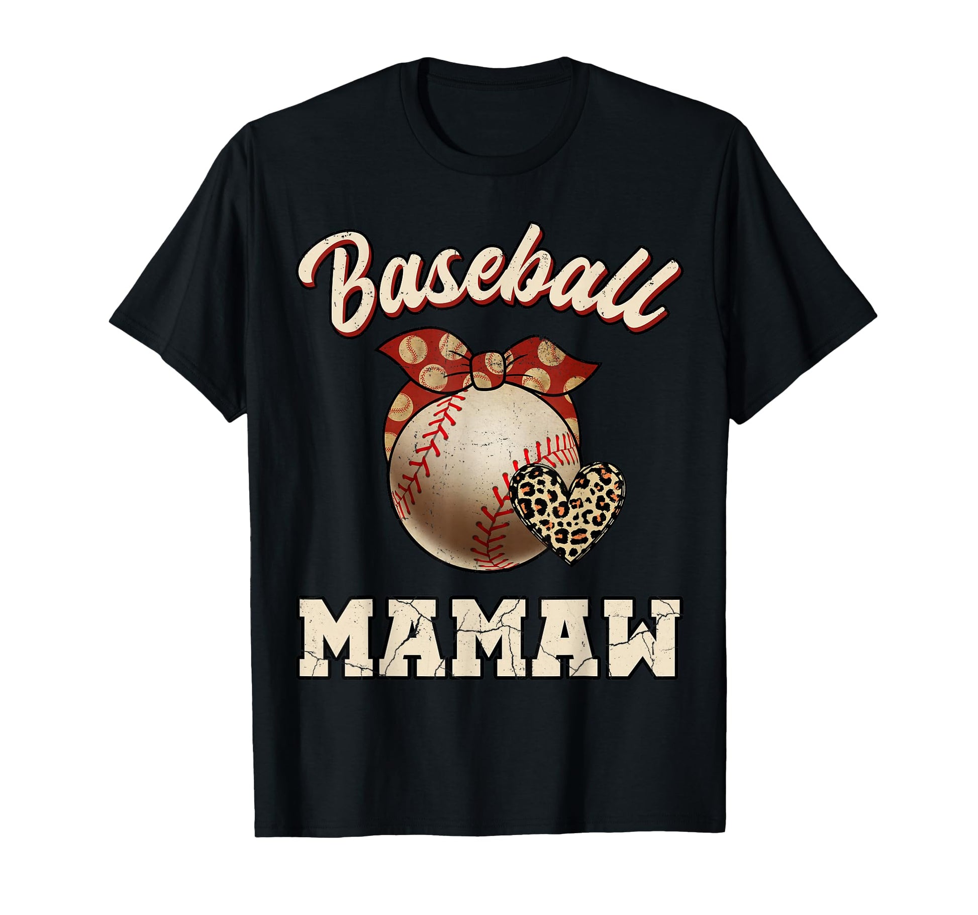Baseball Mamaw Bandana Leopard Heart T-Shirt - Minimalist Print for Adults - T-Shirt, Sweatshirt, Hoodie