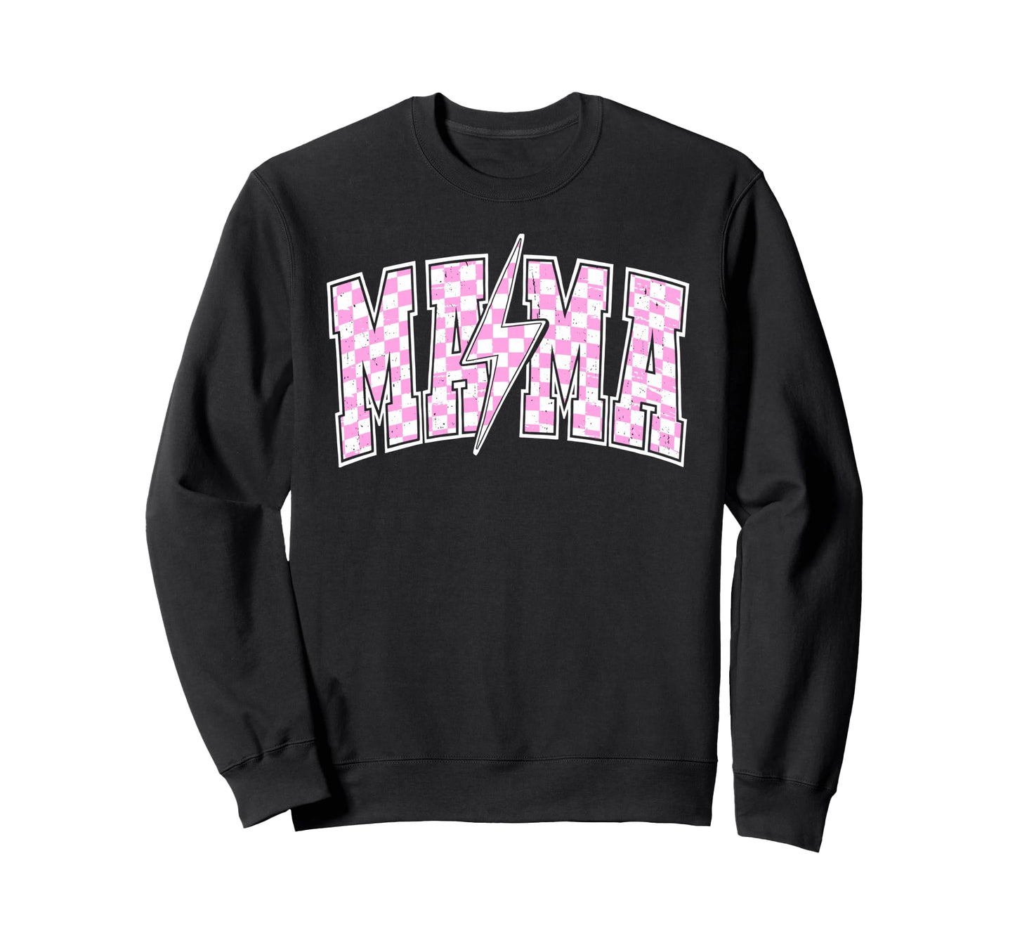 Mama Lightning Bolt Checkered Sweatshirt - Minimalist Print Men Women - T-Shirt, Sweatshirt, Hoodie