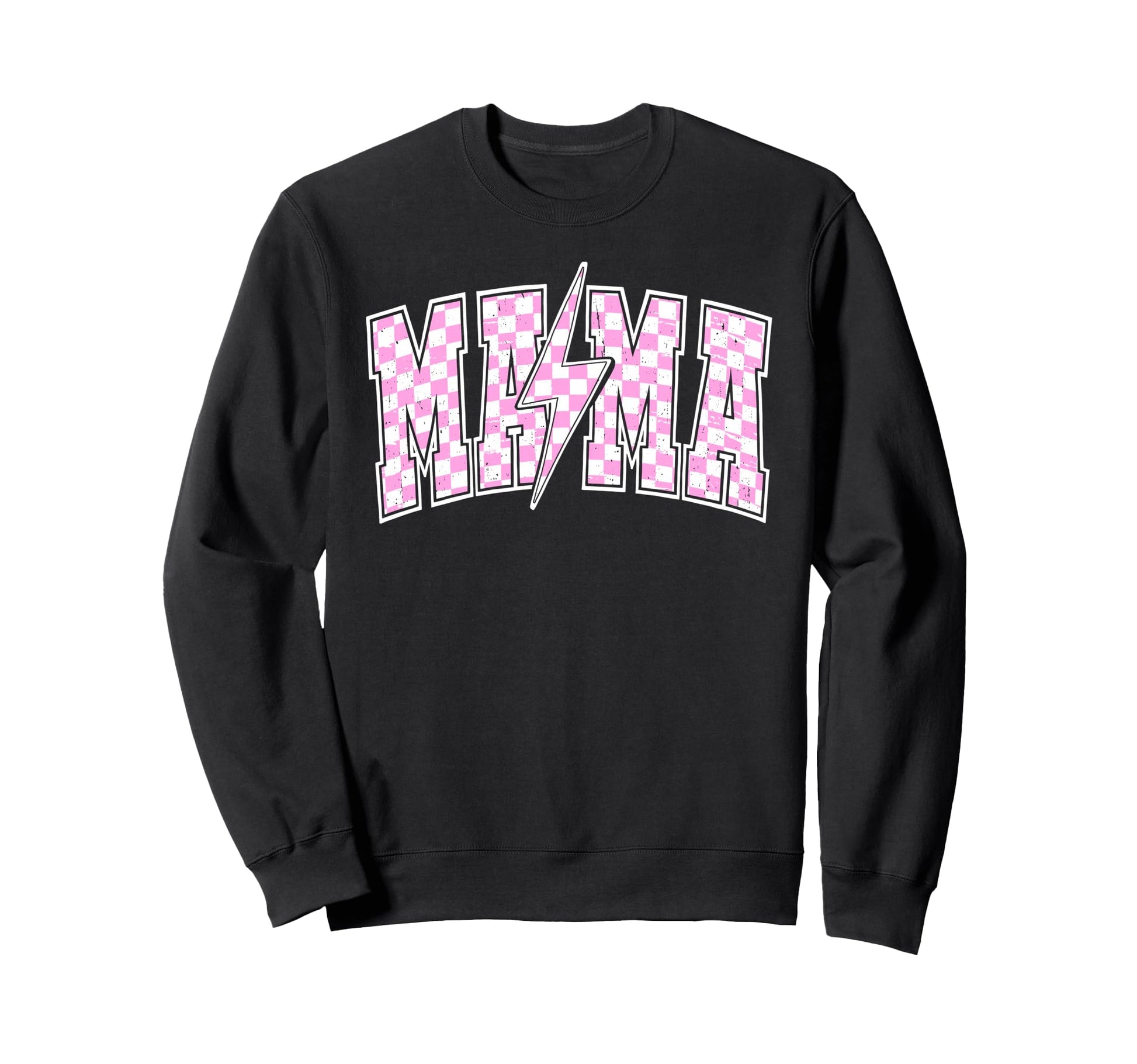 Mama Lightning Bolt Checkered Sweatshirt - Minimalist Print Men Women - T-Shirt, Sweatshirt, Hoodie
