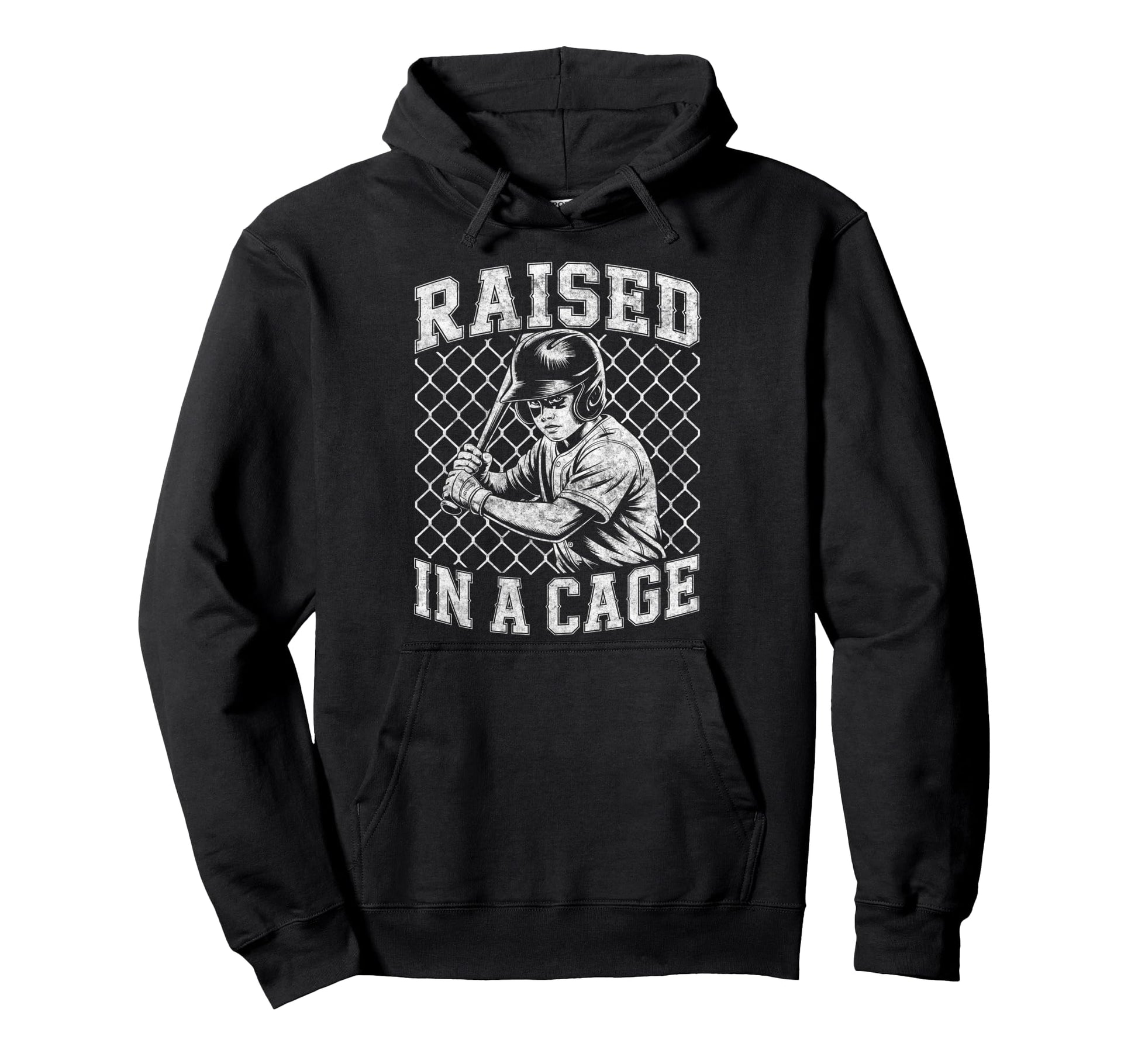 Funny Baseball Player Joke Raised Cage Hoodie - Custom Art Print Men Women - T-Shirt, Sweatshirt, Hoodie