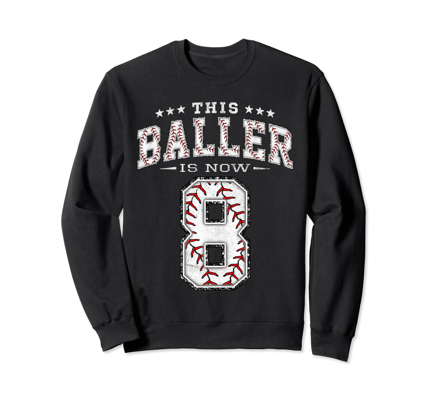 8 Years Old Birthday Baseball Theme Sweatshirt - Fun Novelty Design Unisex - T-Shirt, Sweatshirt, Hoodie