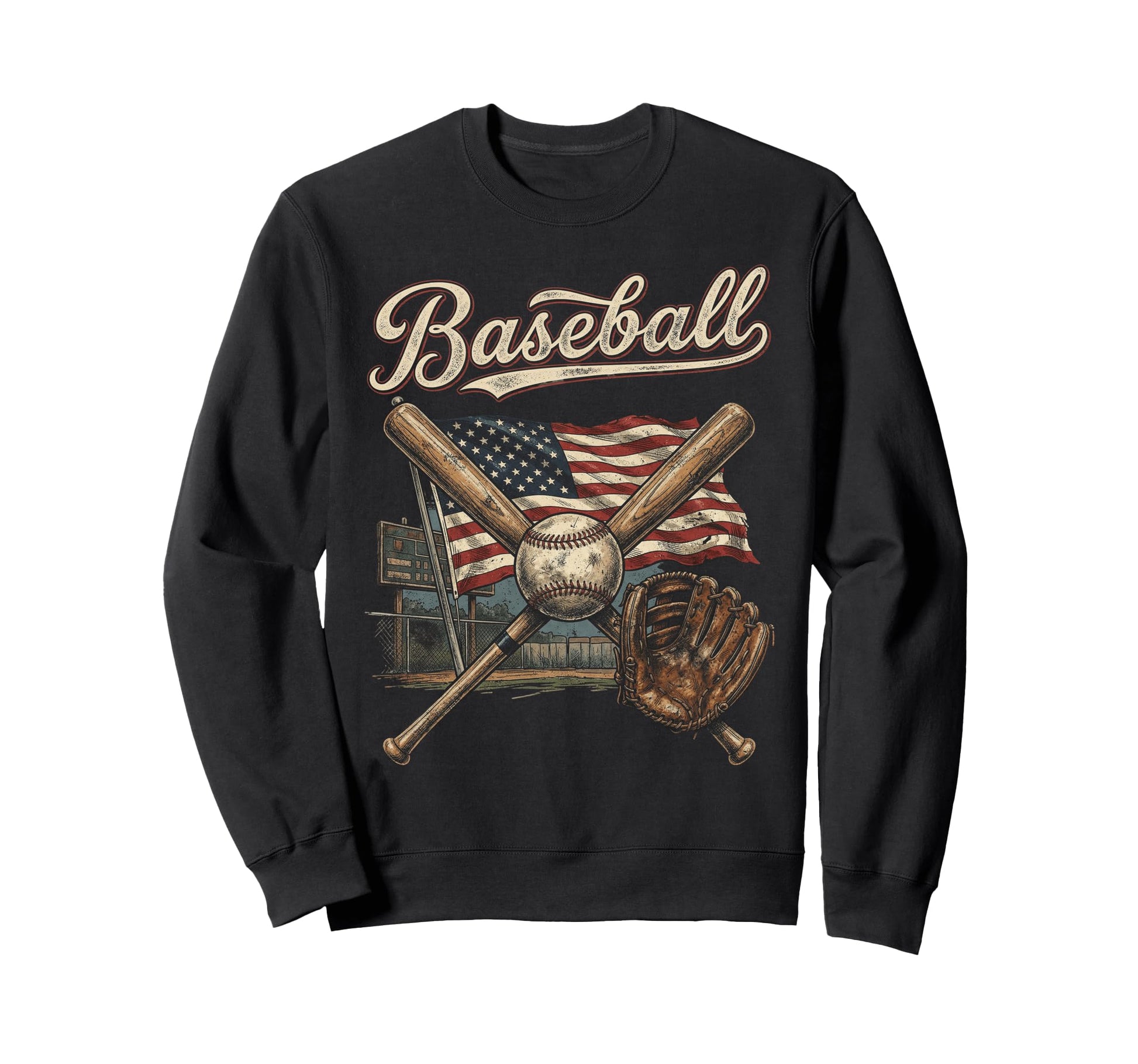 American Flag Baseball Player Bat Sweatshirt - Unique Graphic Men Women - T-Shirt, Sweatshirt, Hoodie