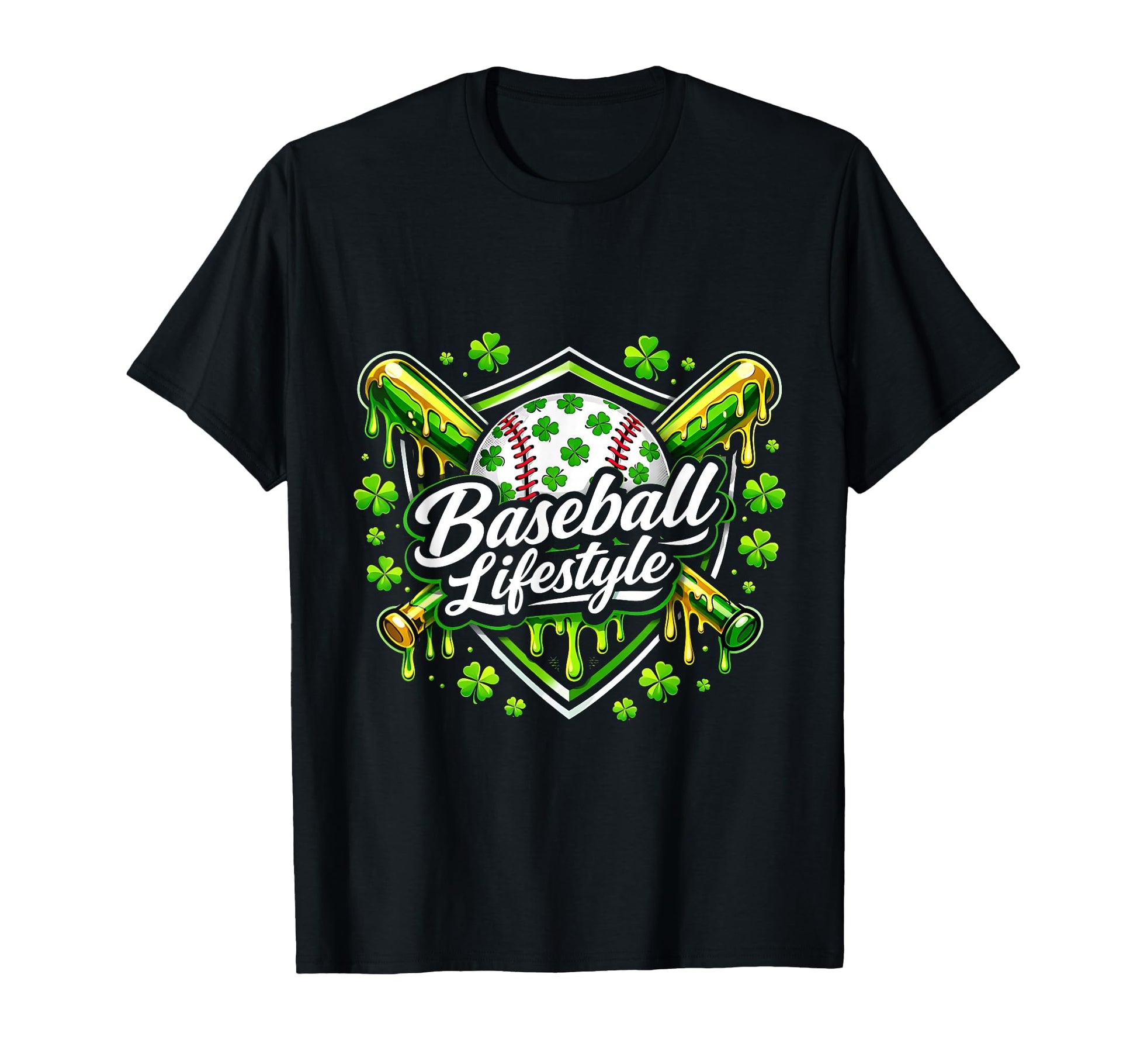 Baseball Lifestyle Shamrock Drip T-Shirt - Novelty Apparel for Adults - T-Shirt, Sweatshirt, Hoodie
