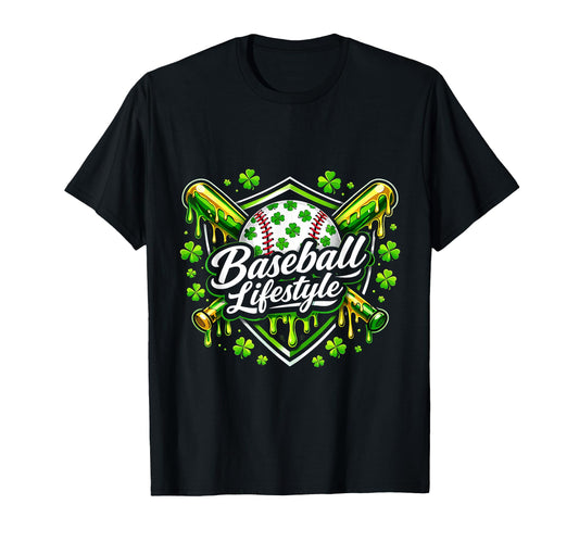 Baseball Lifestyle Shamrock Drip T-Shirt - Novelty Apparel for Adults - T-Shirt, Sweatshirt, Hoodie