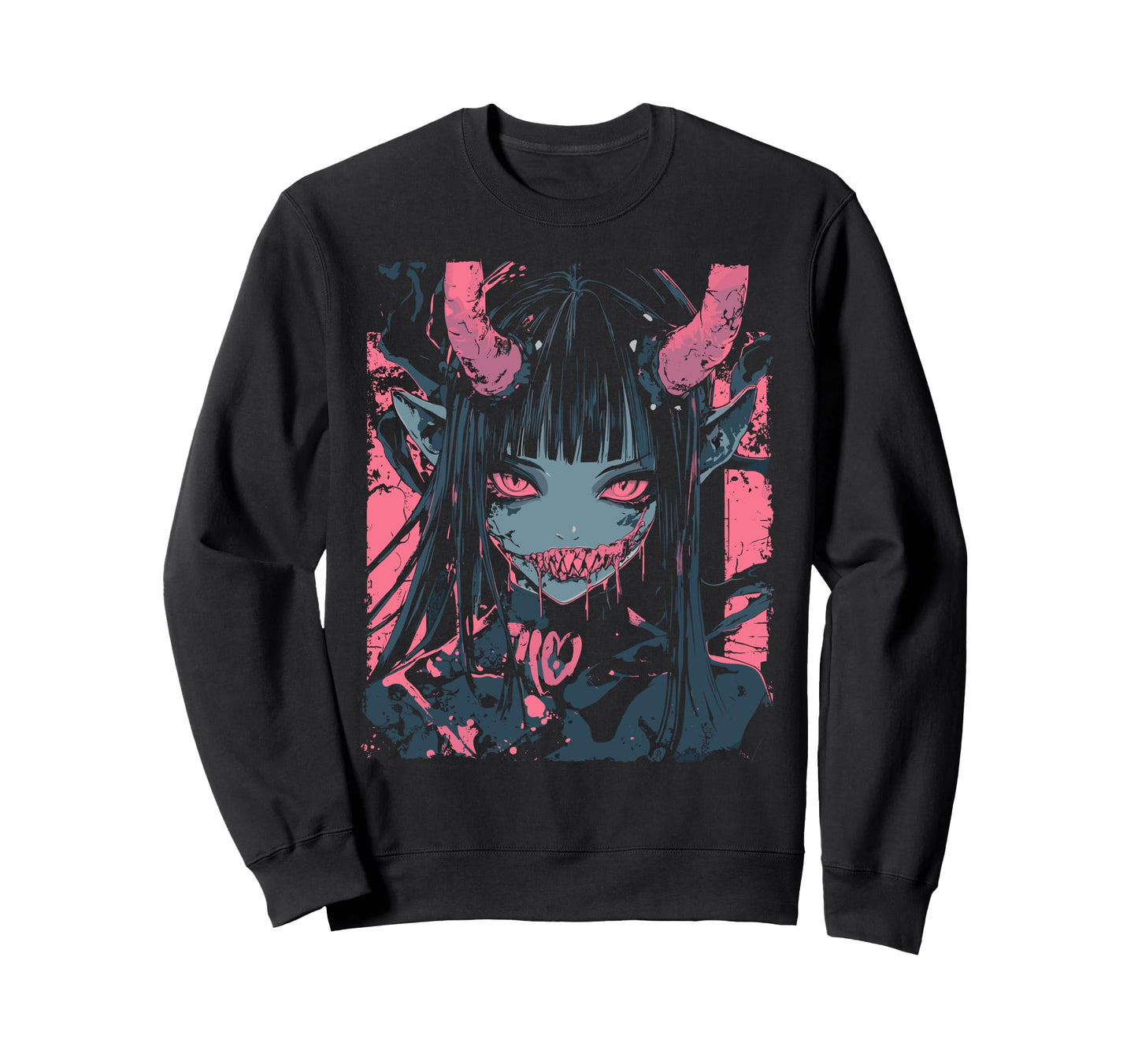 Anime Horror Aesthetic Vaporwave Waifu Sweatshirt - Unique Graphic Unisex - T-Shirt, Sweatshirt, Hoodie