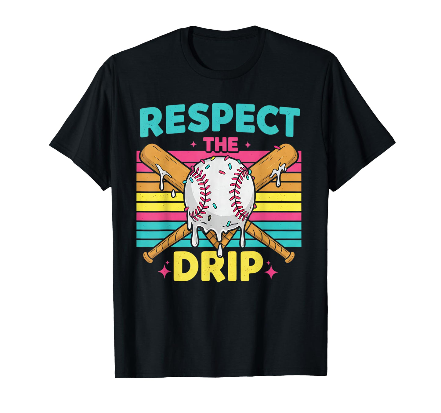 Respect Drip Baseball 80S Ice Cream T-Shirt - Minimalist Print for Adults - T-Shirt, Sweatshirt, Hoodie
