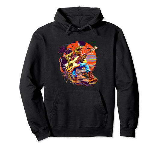 80S 90S Streetwear Rocker Lizard Bass Hoodie - Custom Art Print Unisex - T-Shirt, Sweatshirt, Hoodie