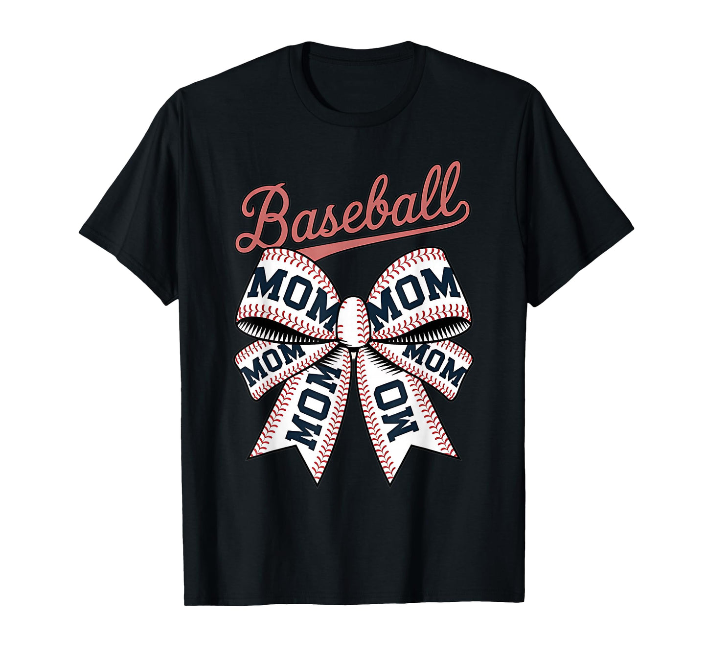 Baseball Mom Coquette Bow T-Shirt - Minimalist Print for Adults - T-Shirt, Sweatshirt, Hoodie