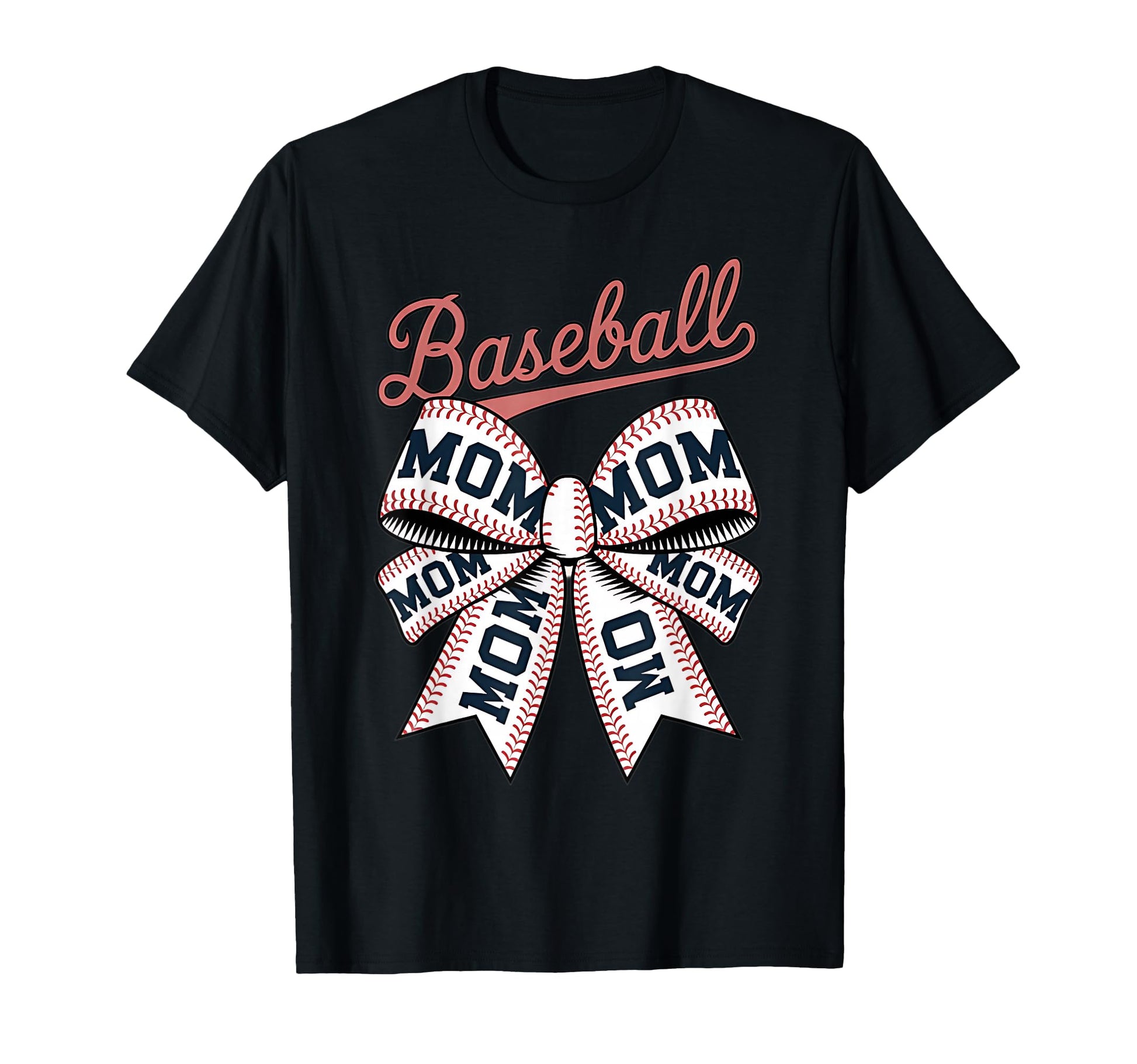 Baseball Mom Coquette Bow T-Shirt - Minimalist Print for Adults - T-Shirt, Sweatshirt, Hoodie