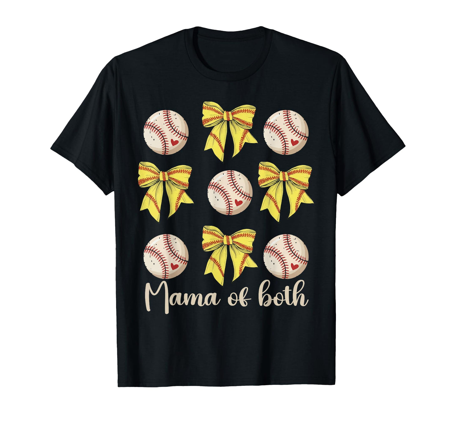 Mama Both Coquette Bow Softball Baseball T-Shirt - Minimalist Print Unisex - T-Shirt, Sweatshirt, Hoodie