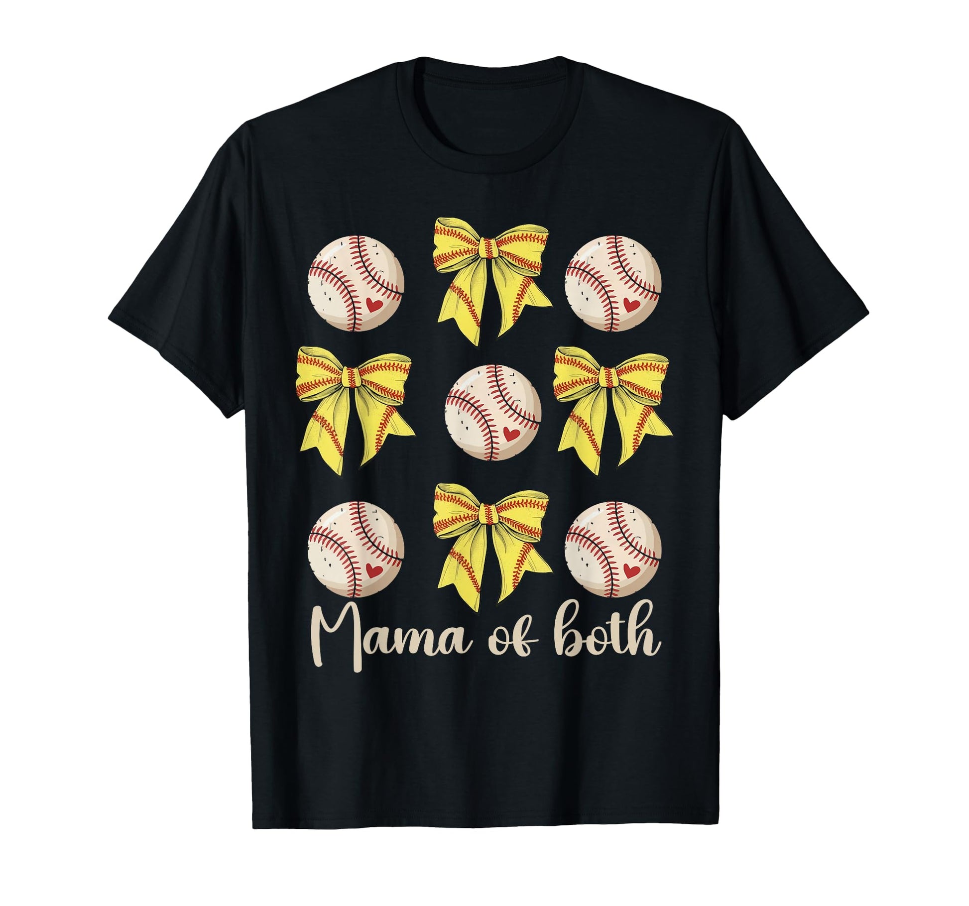 Mama Both Coquette Bow Softball Baseball T-Shirt - Minimalist Print Unisex - T-Shirt, Sweatshirt, Hoodie