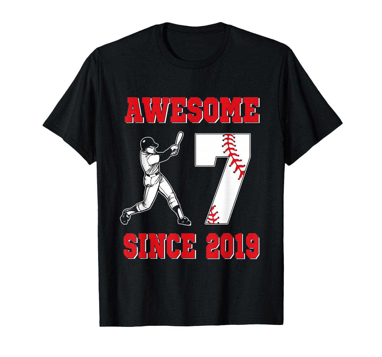 7 Year Old Birthday Baseball Awesome Since T-Shirt - Graphic Print Unisex - T-Shirt, Sweatshirt, Hoodie