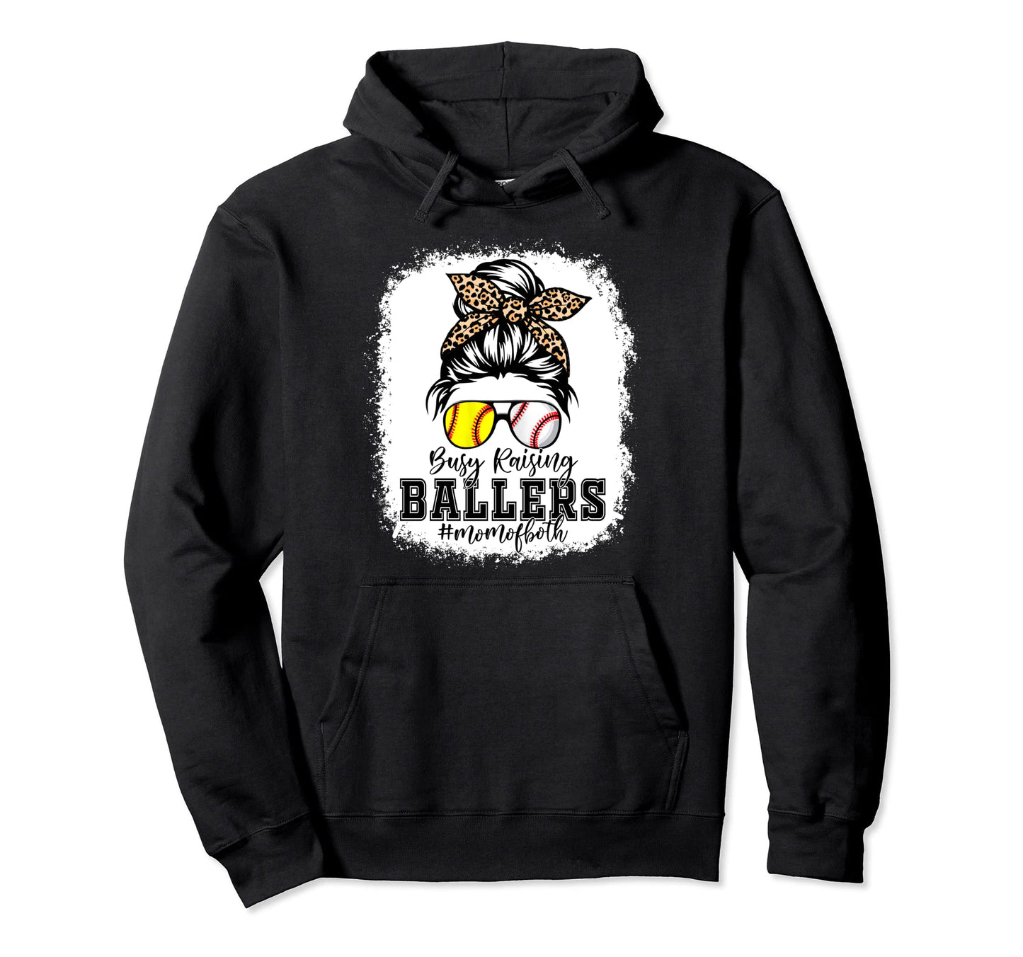 Leopard Busy Raising Ballers Softball Hoodie - Casual Everyday Wear Unisex - T-Shirt, Sweatshirt, Hoodie