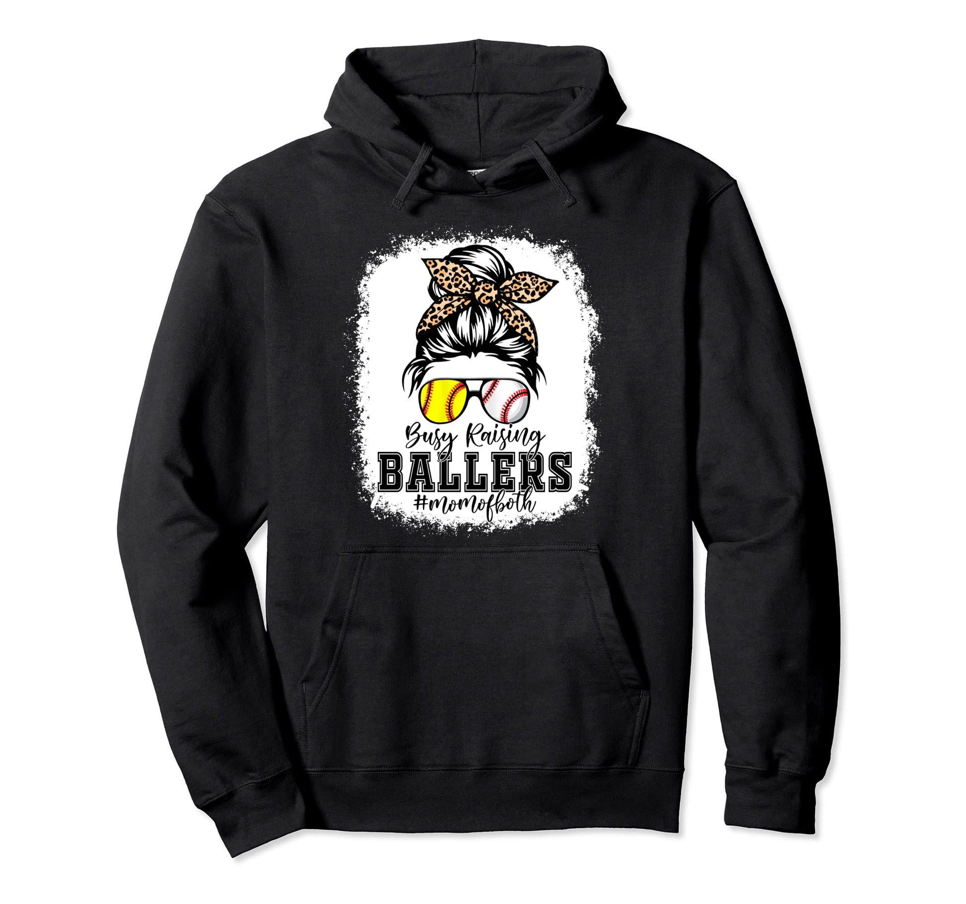 Leopard Busy Raising Ballers Softball Hoodie - Casual Everyday Wear Unisex - T-Shirt, Sweatshirt, Hoodie